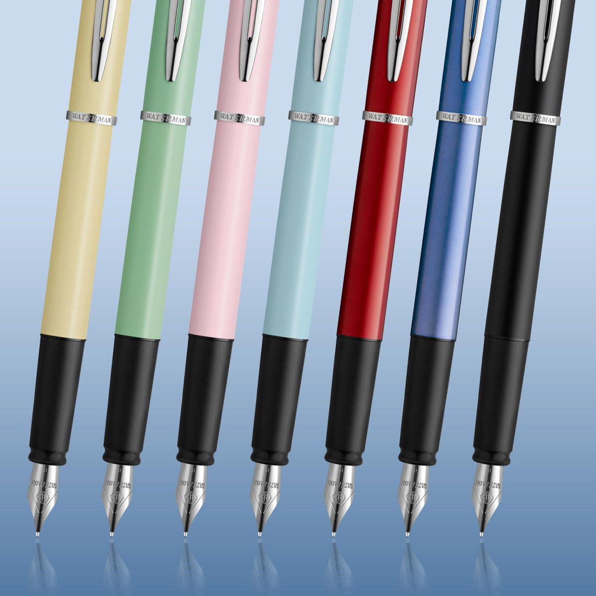 Waterman Allure Fountain Pen | Stainless Steel | Fine Nib | Blue Ink