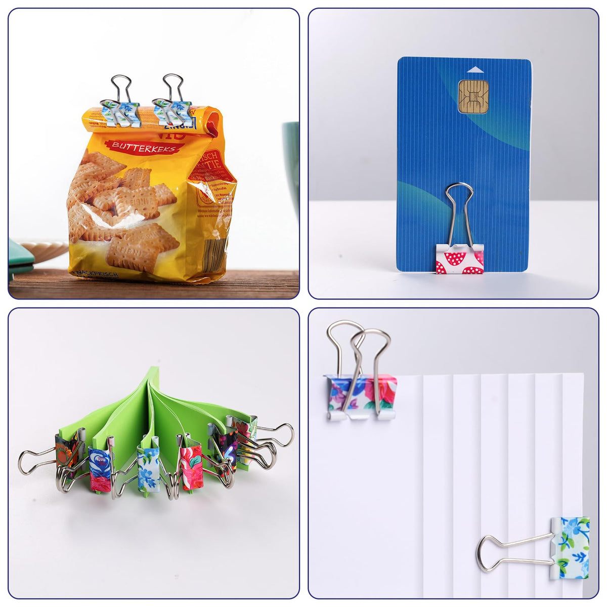 Ufmarine 60 Pcs Small Binder Clips3/4 Inch, Flower Cute Binder Clips for Office, Standard Size