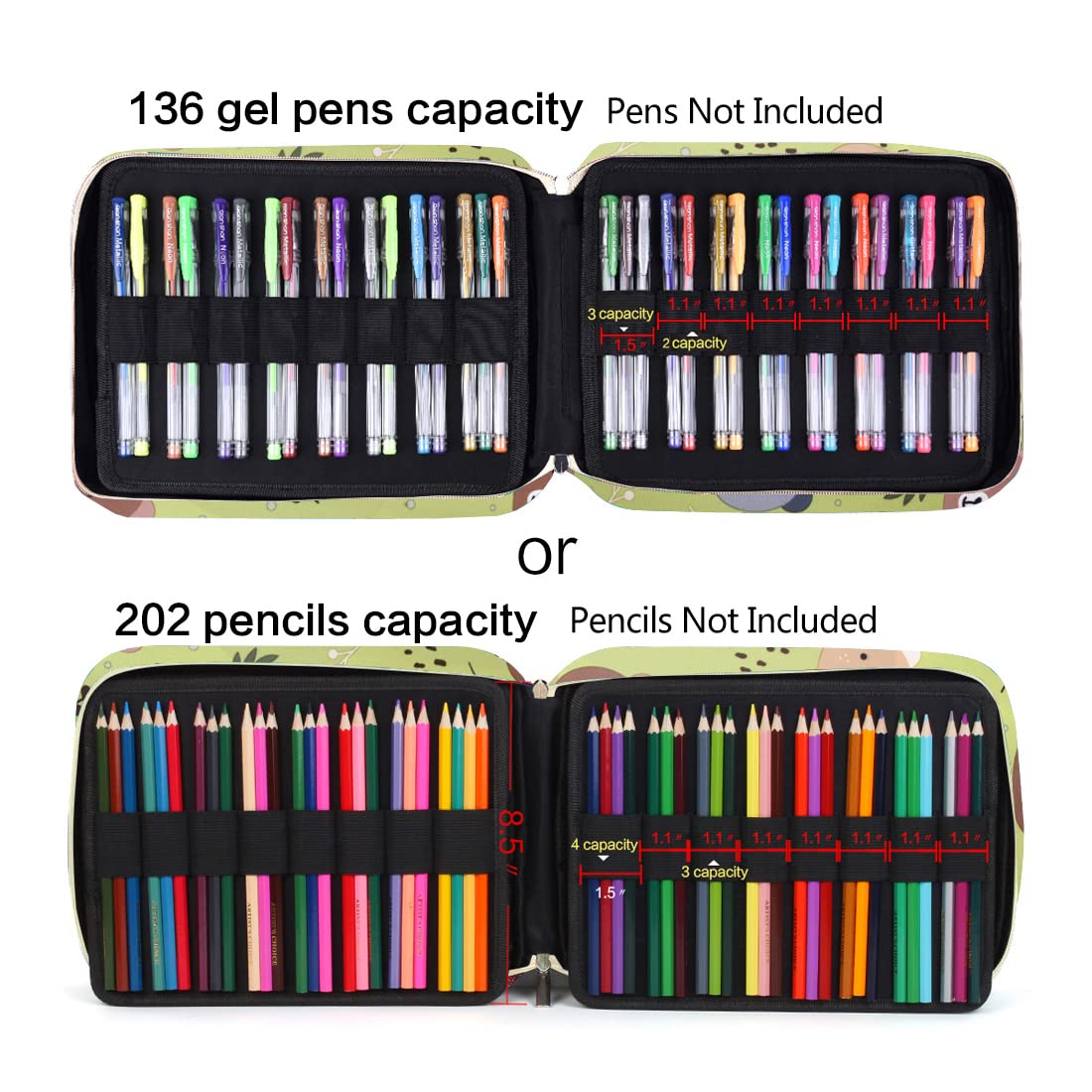 Pencil Case Holder Slot with Zipper Closure Large Capacity Pen Organizer