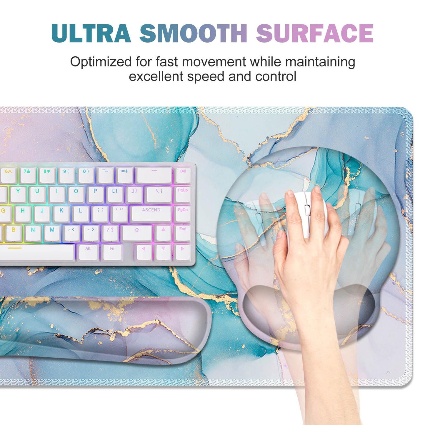 ToLuLu Desk Mat, XXL Large Mouse Pad Wrist Support Set，4 in1 Gaming Mousepad Desk Pad+ Ergonomic
