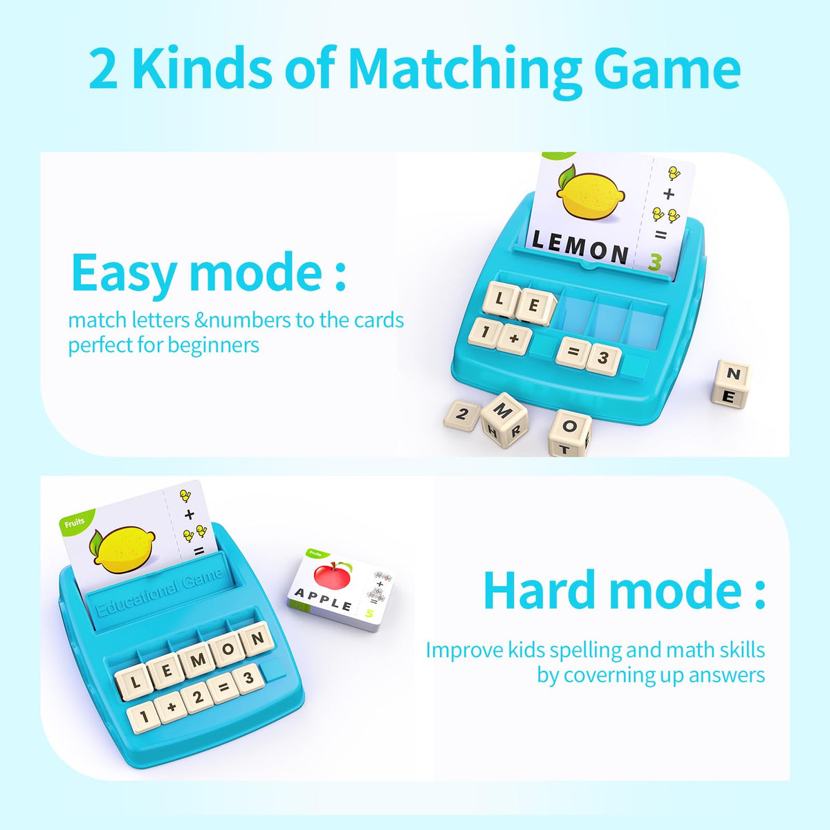 Educational Toys Learning Games for Kids 3-8, Matching Letter Spelling Early Math Game for