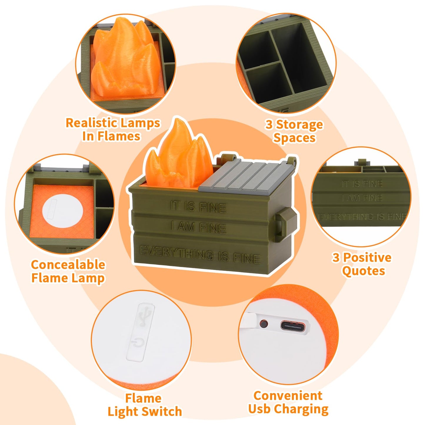 Dalycro Dumpster Fire Pencil Holder Fun Desk Accessories