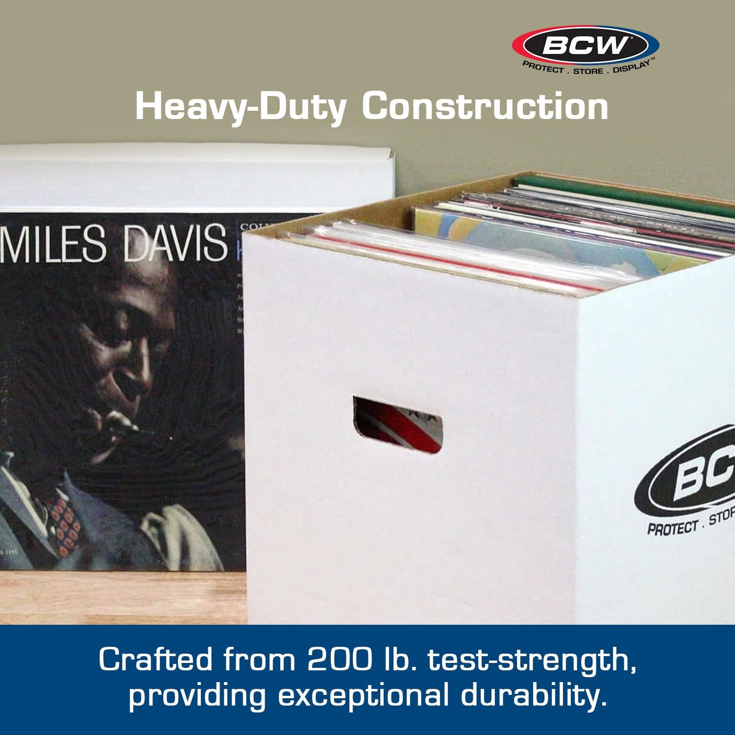 BCW 33 RPM Vinyl Record Storage Boxes, Holds 65 12-Inch LPs Each, 5 Pack