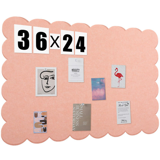 Mooliwe Scalloped Felt Bulletin Cork Board Foldable Light Pink 36 * 24 Inch