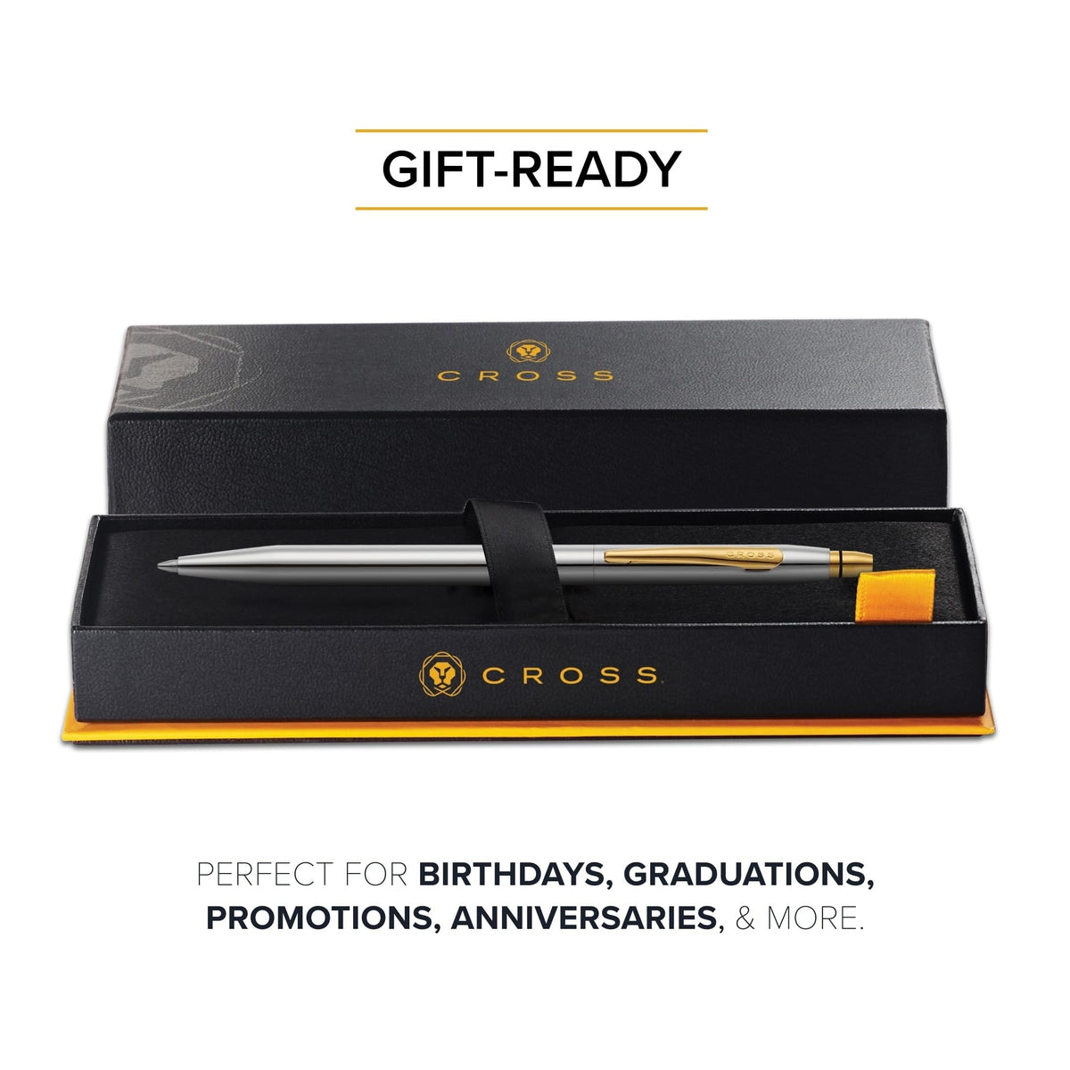Cross Click Medalist Chrome, Gold-Tone Ballpoint Pen, Black Ink