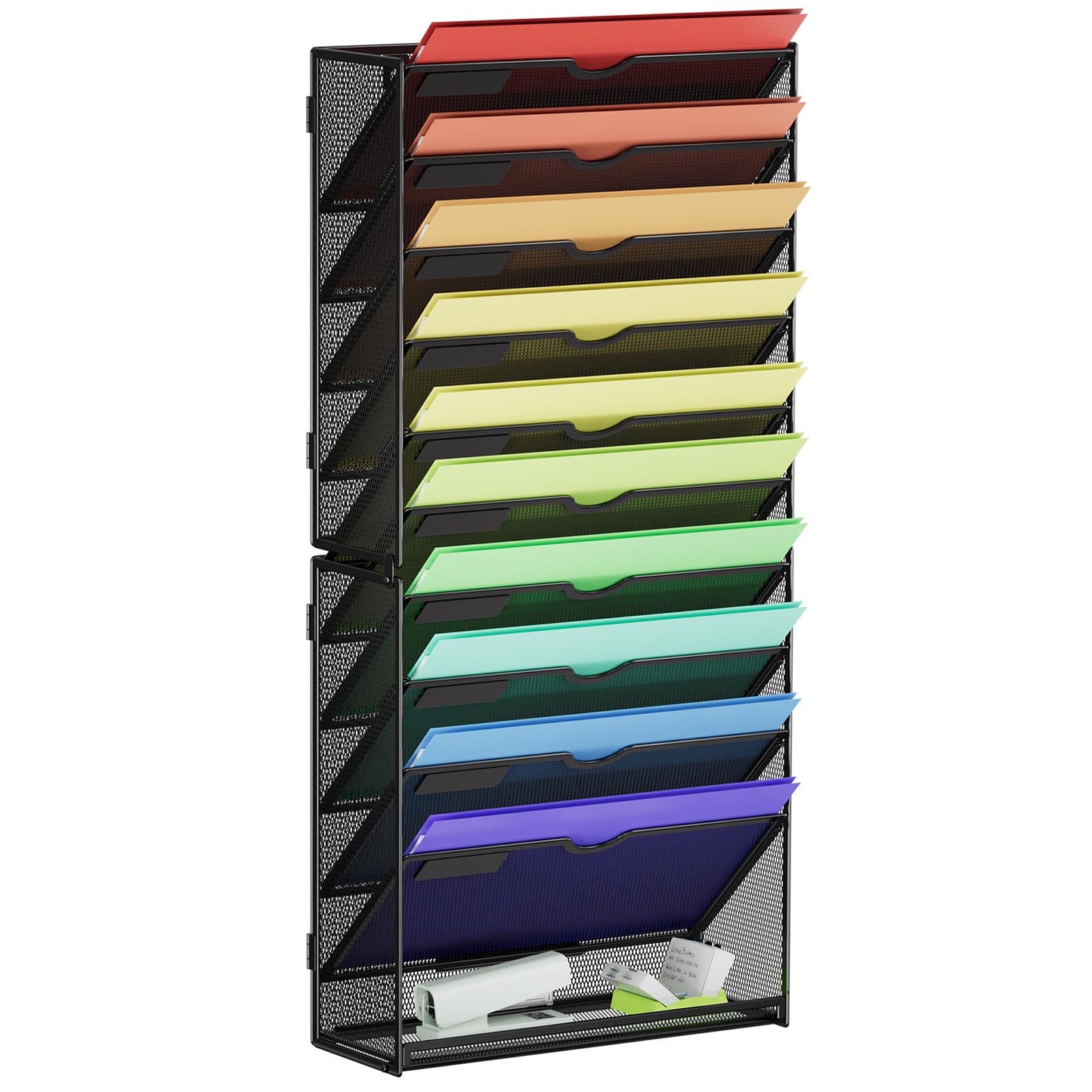 Marbrasse Wall File Holder 11-Tier Hanging Wall File Organizer, for Papers, Files Clipboard &