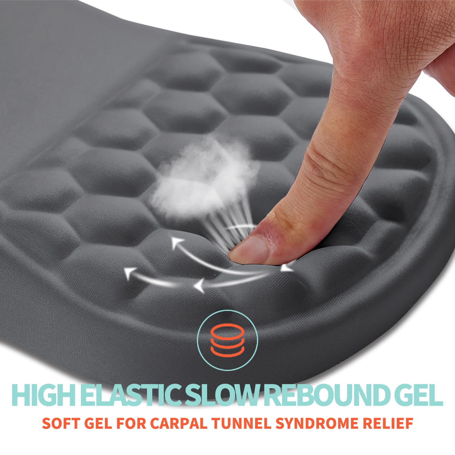 Kuosgm Ergonomic Mouse Pad Wrist Support with Memory Foam Massage Bulge, Carpal Tunnel Pain Relief