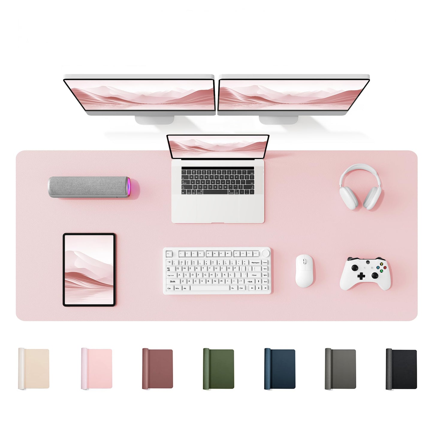 YSAGi 55" x 17" Large PU Leather Desk Mat for Keyboard and Mouse - Waterproof Non-Slip Desk Pad