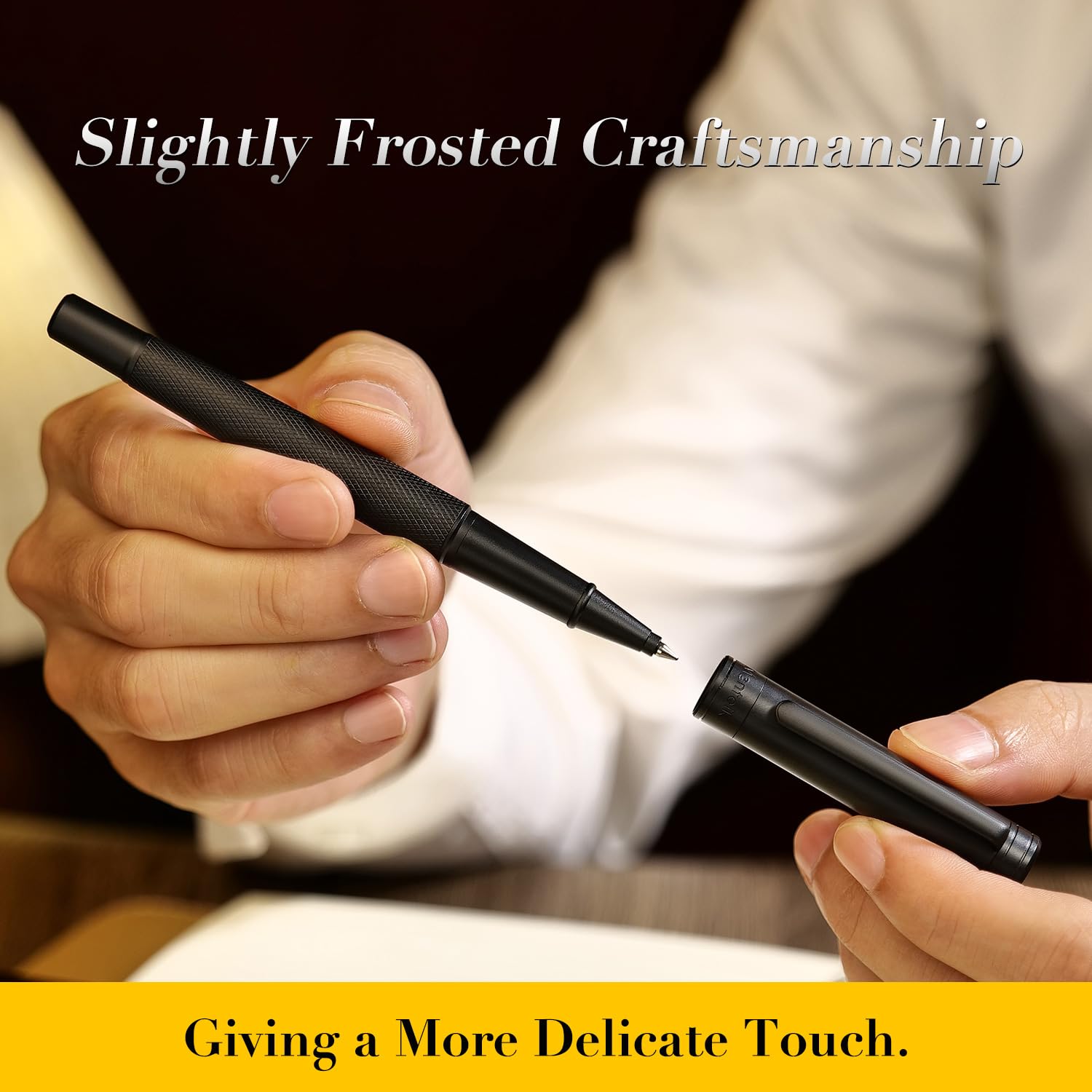 MCNTEIK Matte Black Forest Rollerball Pen, Luxury Pen with Schmidt Black Ink Refill, Fancy Pen Gift