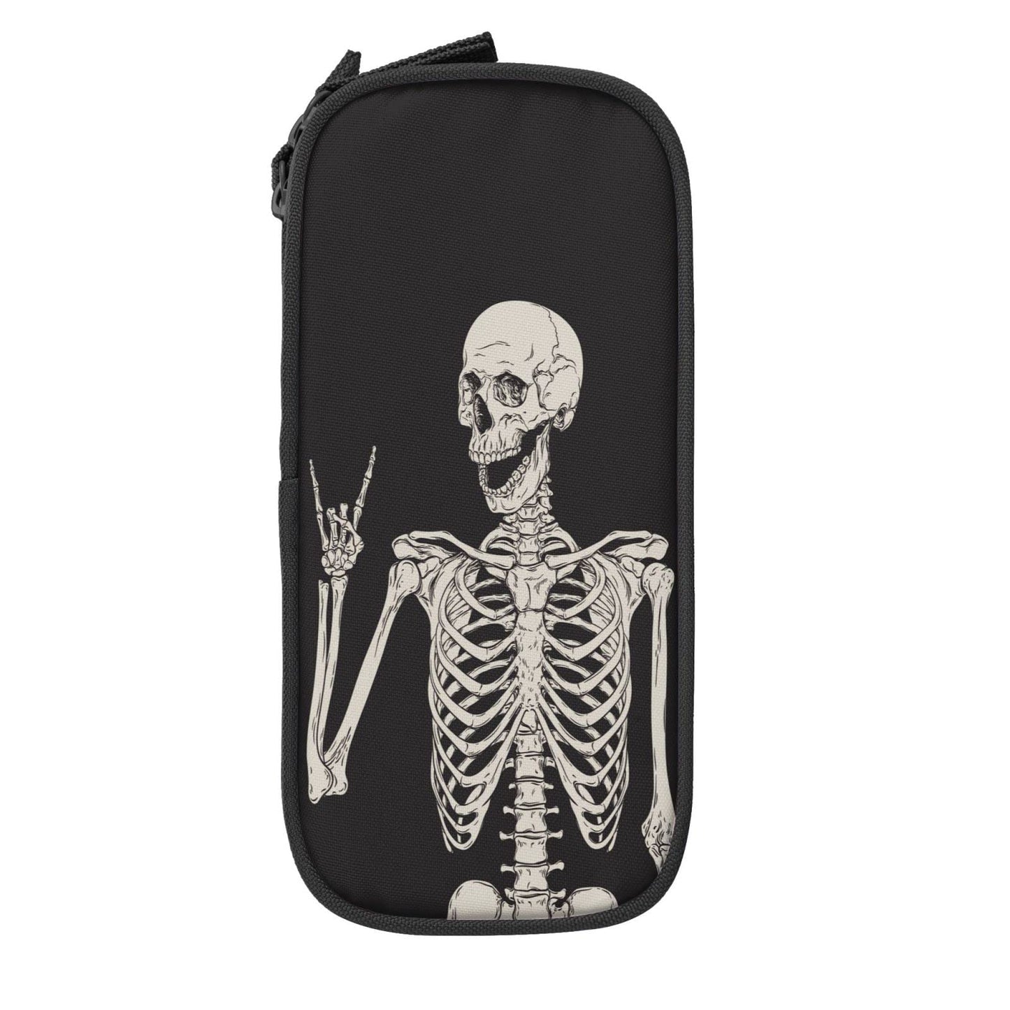 YETTA YANG Halloween Skeleton Funny Skull Pencil Box Case for Pen Holders Office Supplies Big