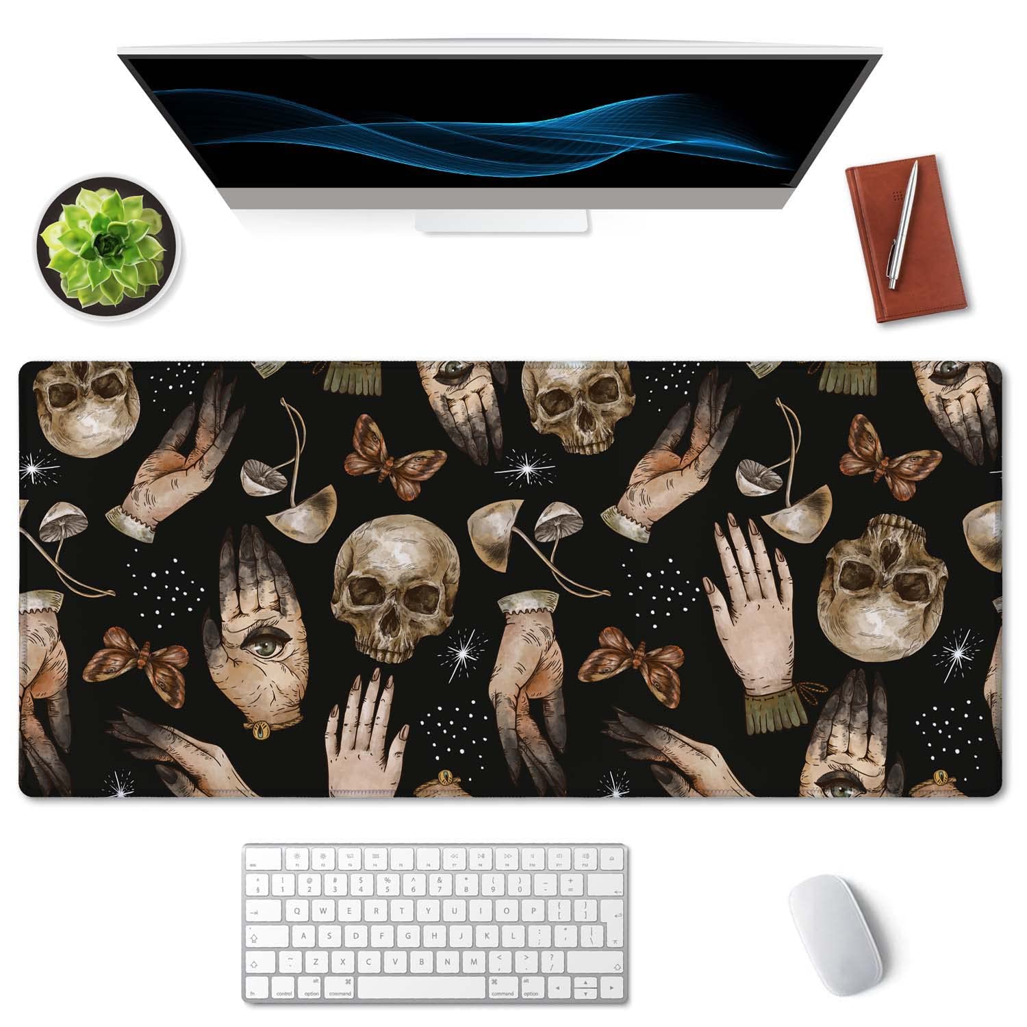 SSOIU Extended Gaming Mouse Pad (35.5x15.7 in), Large Stable Rubber Base Mousepad with Stitched