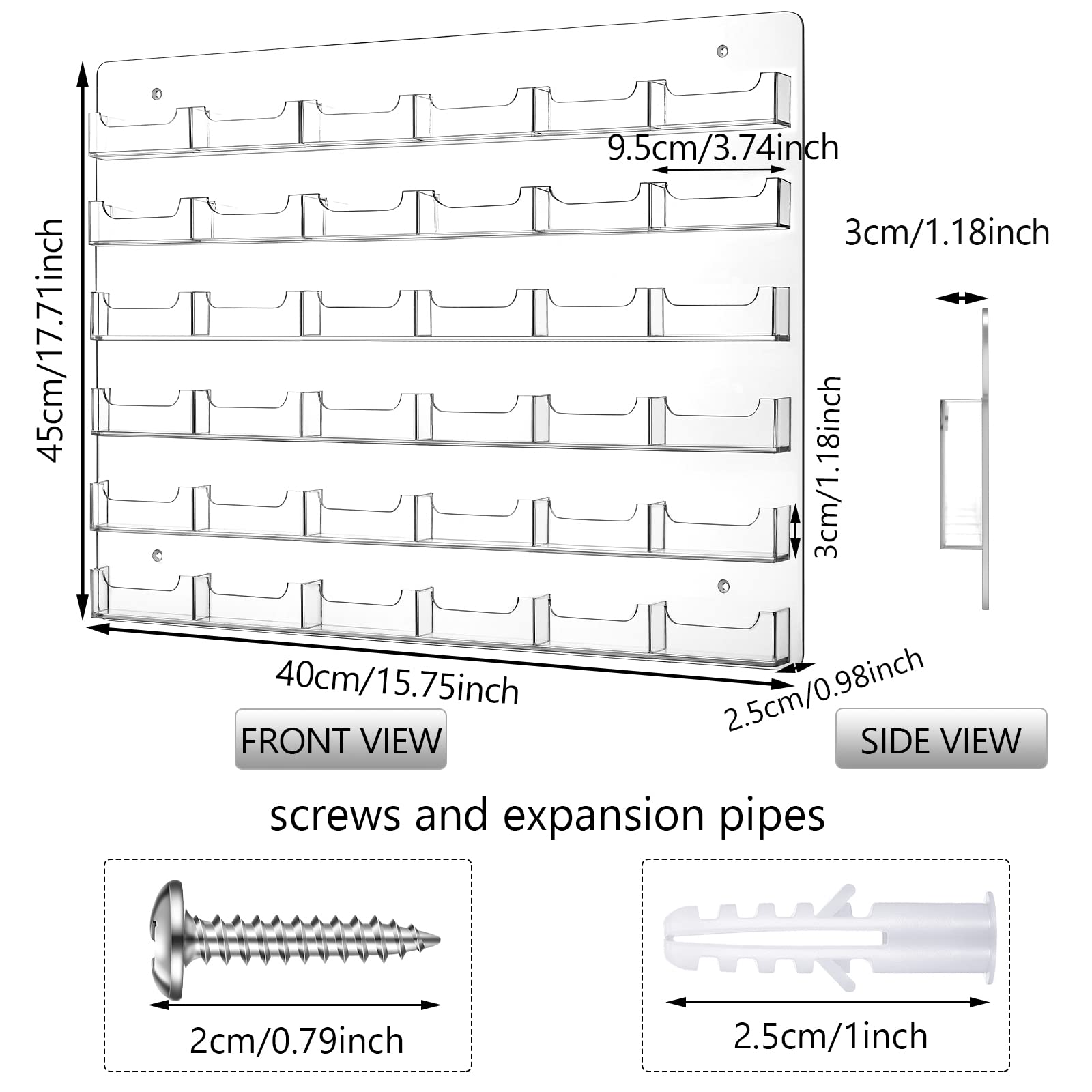 Lincia Acrylic Business Card Holder Wall Mount, 36 Pocket, 19.69'' x 21.38''