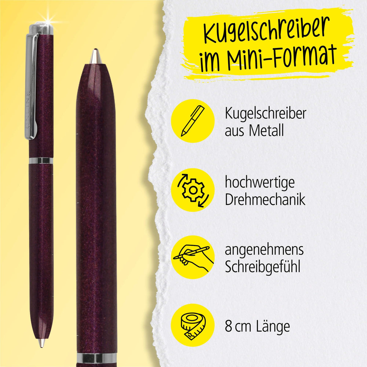 ONLINE Lilac Mini Ballpoint Pen - Wallet with Twist Mechanism & Metal Clip I 8 cm Miniature
