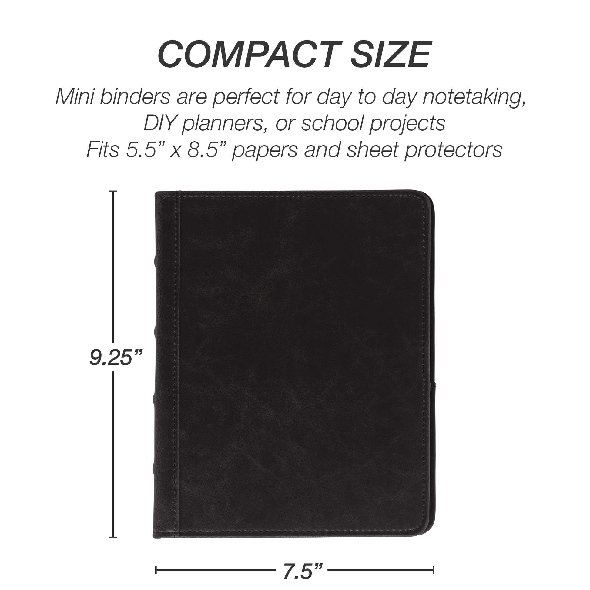 Samsill Vintage Leather Mini 3 Ring Binder 1 Inch Round Ring (Holds 200 Sheets), 5.5 x 8.5 Inch