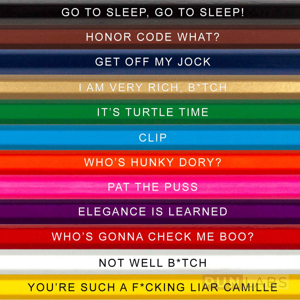 Pun Labs Glam Writes Colored Pencils, 12 Foil-Stamped Gift Set