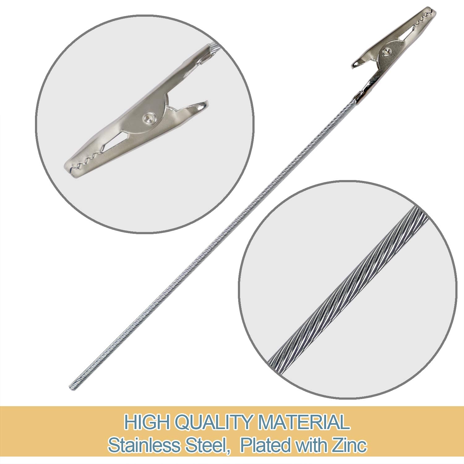 ZOENHOU 200 PCS 5.9 Inches Alligator Clips, Metal Wire Long-Tailed Spring Clamps Set, Zinc Plated