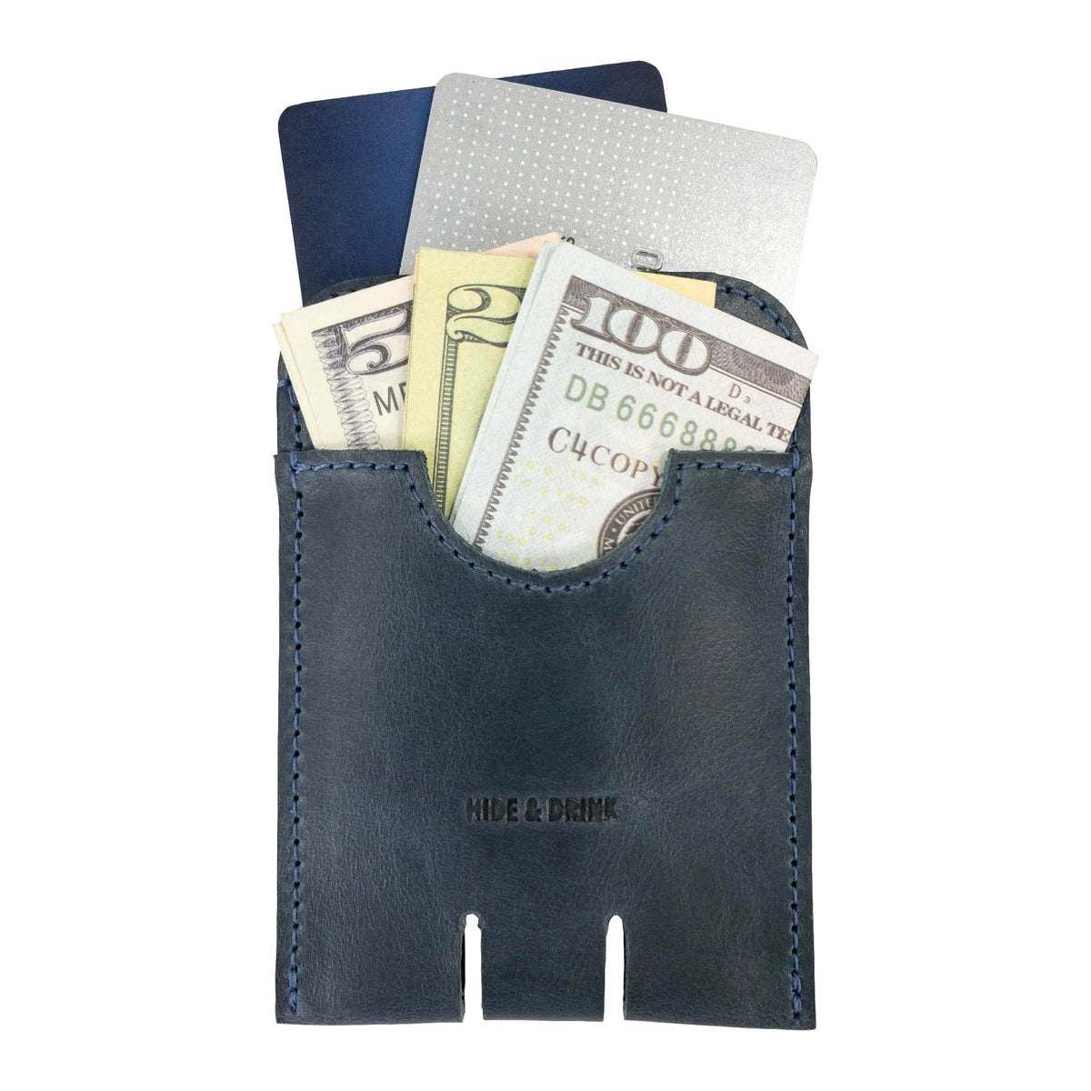 Hide & Drink, Business Push Card Holder, Minimalist Cash Organizer Handmade from Full Grain Leather