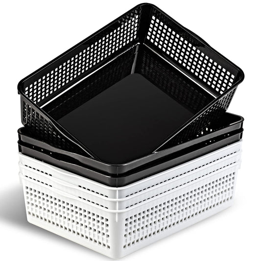 Eslite A4 Size Plastic Storage Basket,Desktop File Paper Letter Organizer Tray, 6-Packs