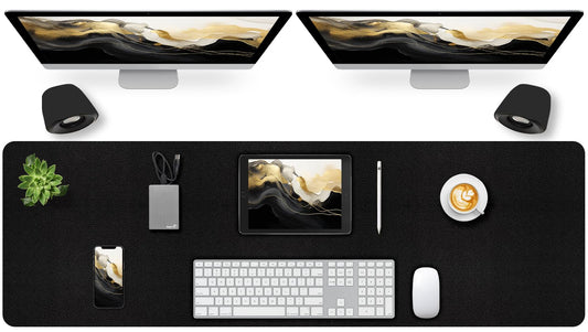 Meetcolor Leather Desk Pad Mat, Large Black Desk Mat, 47.2" x 16.9"