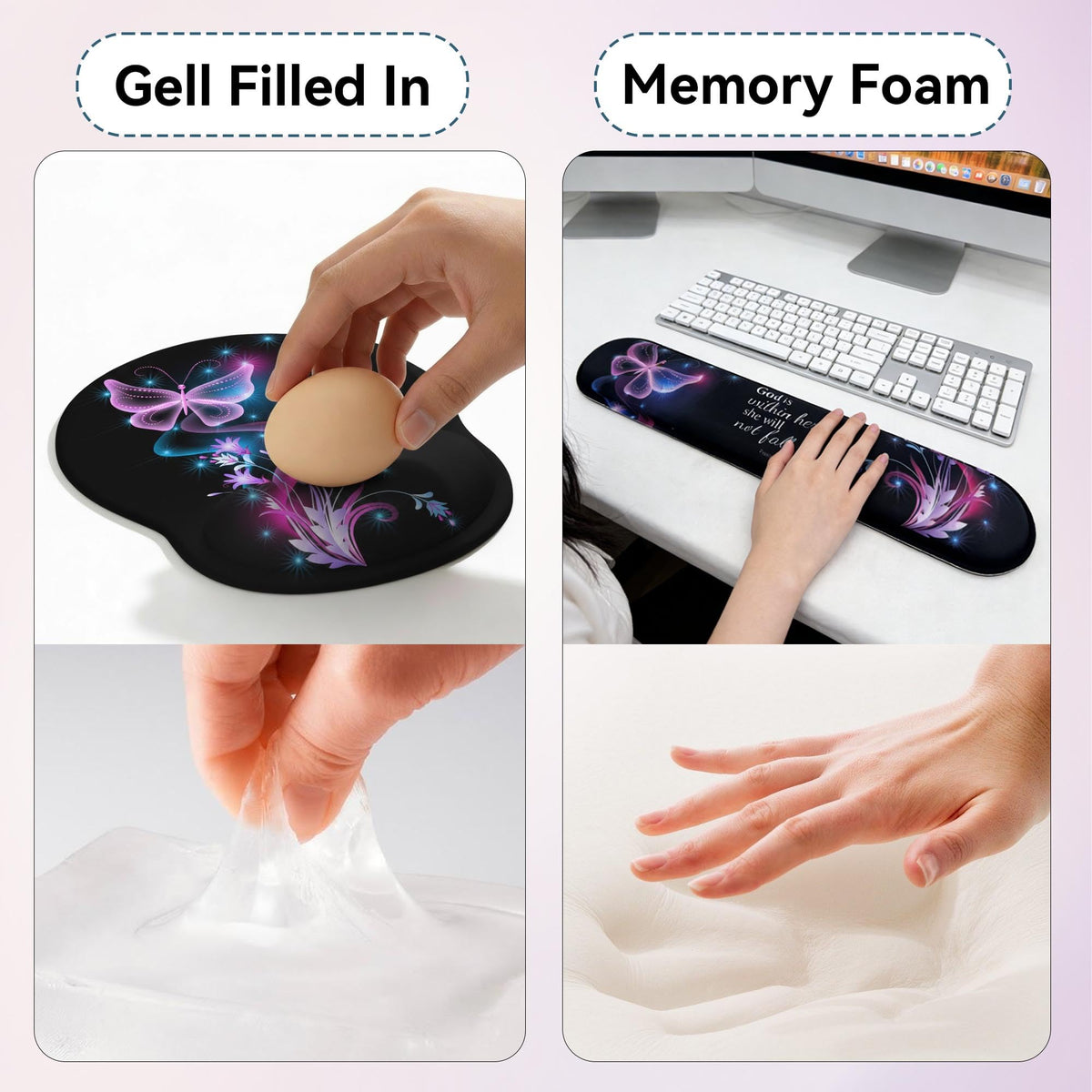 VINEBURY Desk Mat Set Keyboard and Mouse Pad with Wrist Rest Support