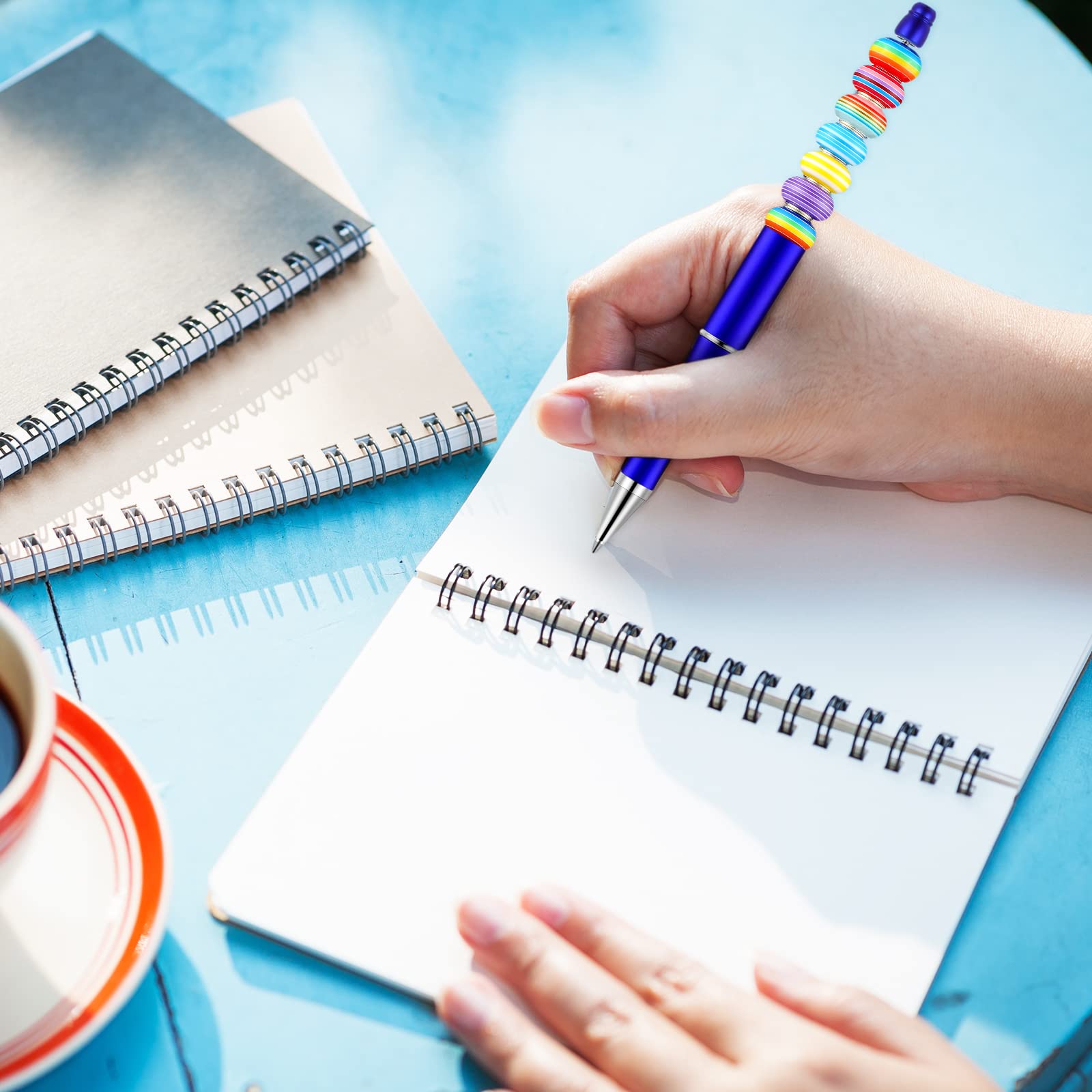 Crtiin 100 Pcs Beadable Pen School DIY Kit,Blue