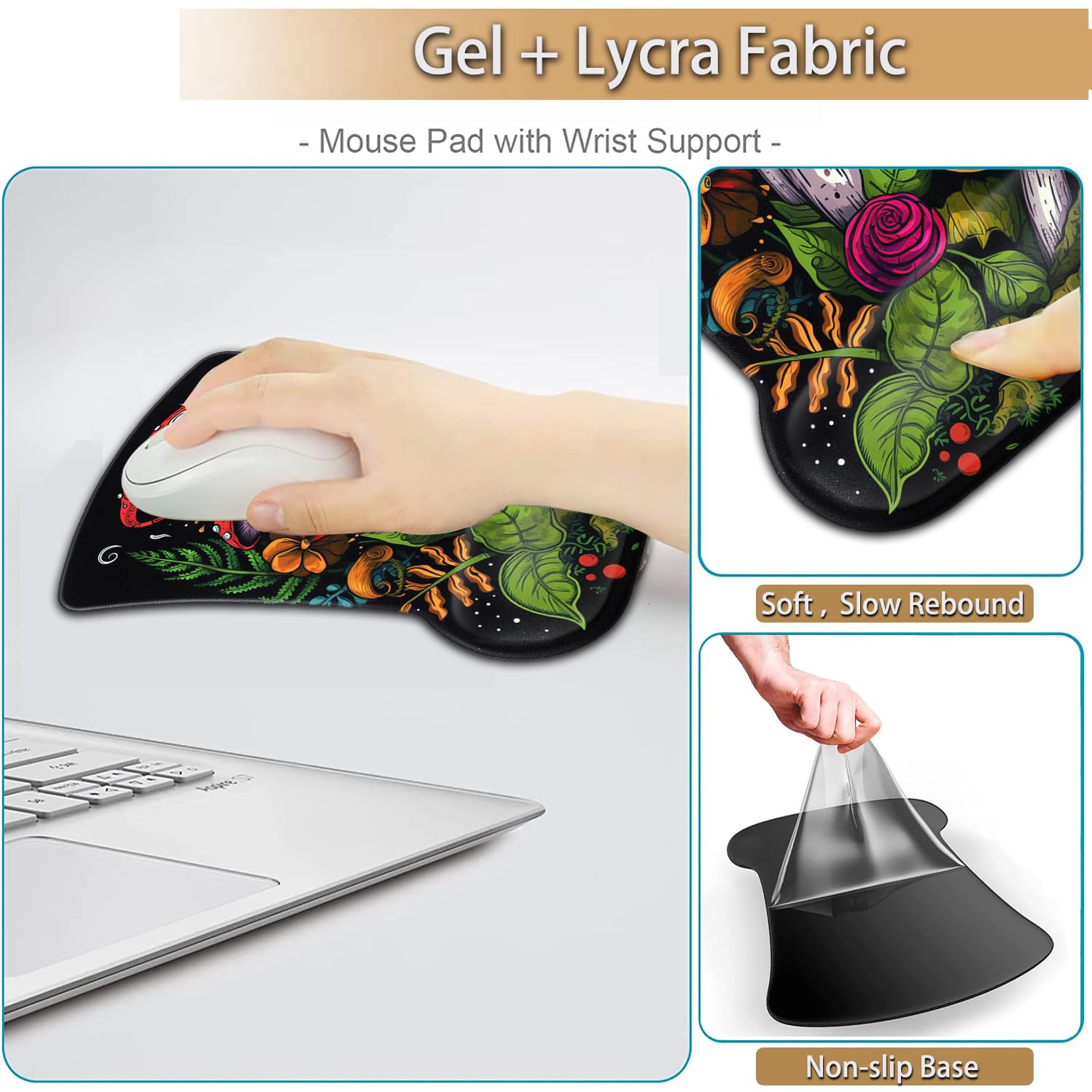 Keyboard Wrist Rest and Mouse Pad Wrist Support Set, Ergonomic Gel Mouse Pad Wrist Rest with