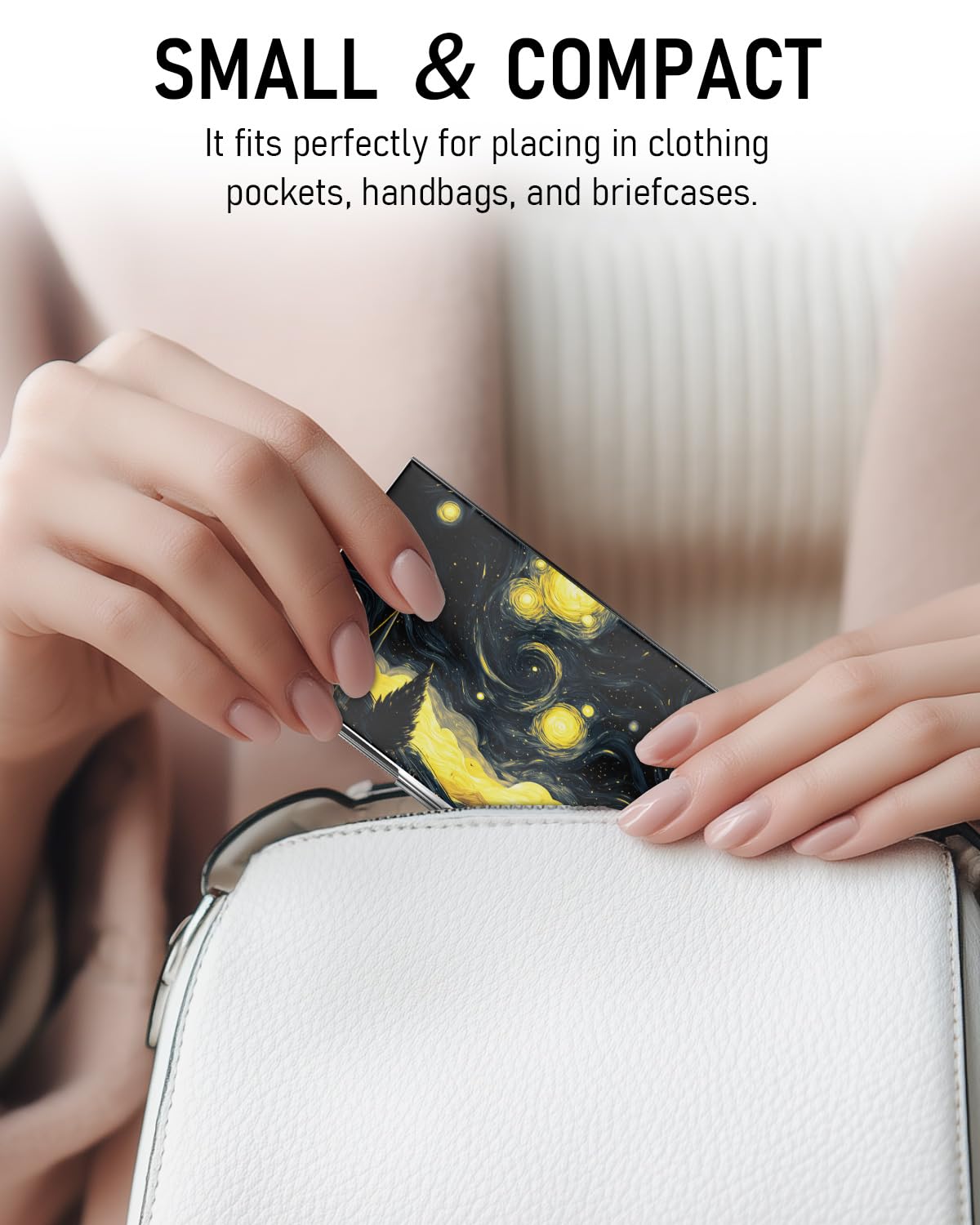 Weaninyiu Business Card Metal Slim Organizer, Professional Stainless Steel Square Pocket Wallet for