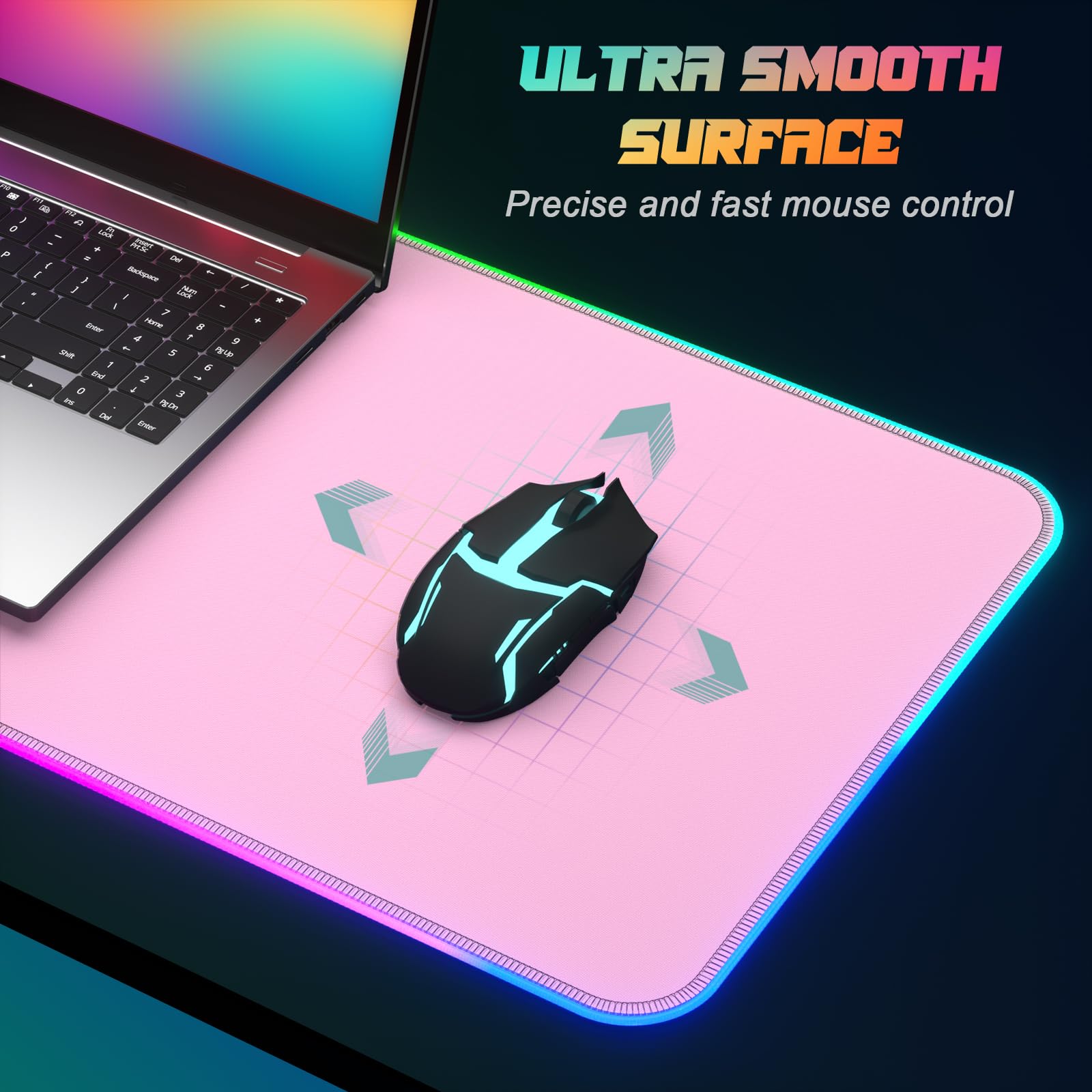 ITNRSIIET RGB Gaming Mouse Pad, Full Desk XL Extended Large Gaming Mousepad, 12 Lighting Modes 30%
