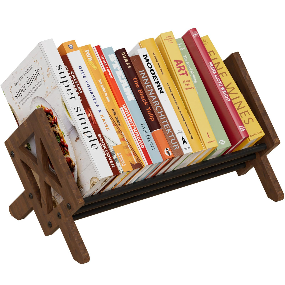 ART-GIFTREE Desktop Bookshelf Organizer, Wood Office Tabletop Book Storage Rack, Tilting Bookcase