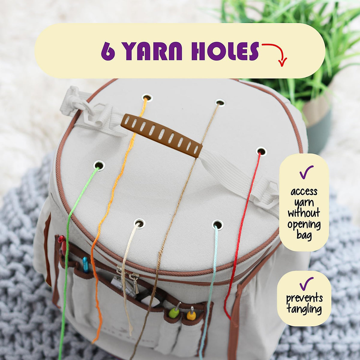 Hearth & Harbor Crochet Bag Organizer – Durable Knitting Bag, Yarn Organizer for Accessories and