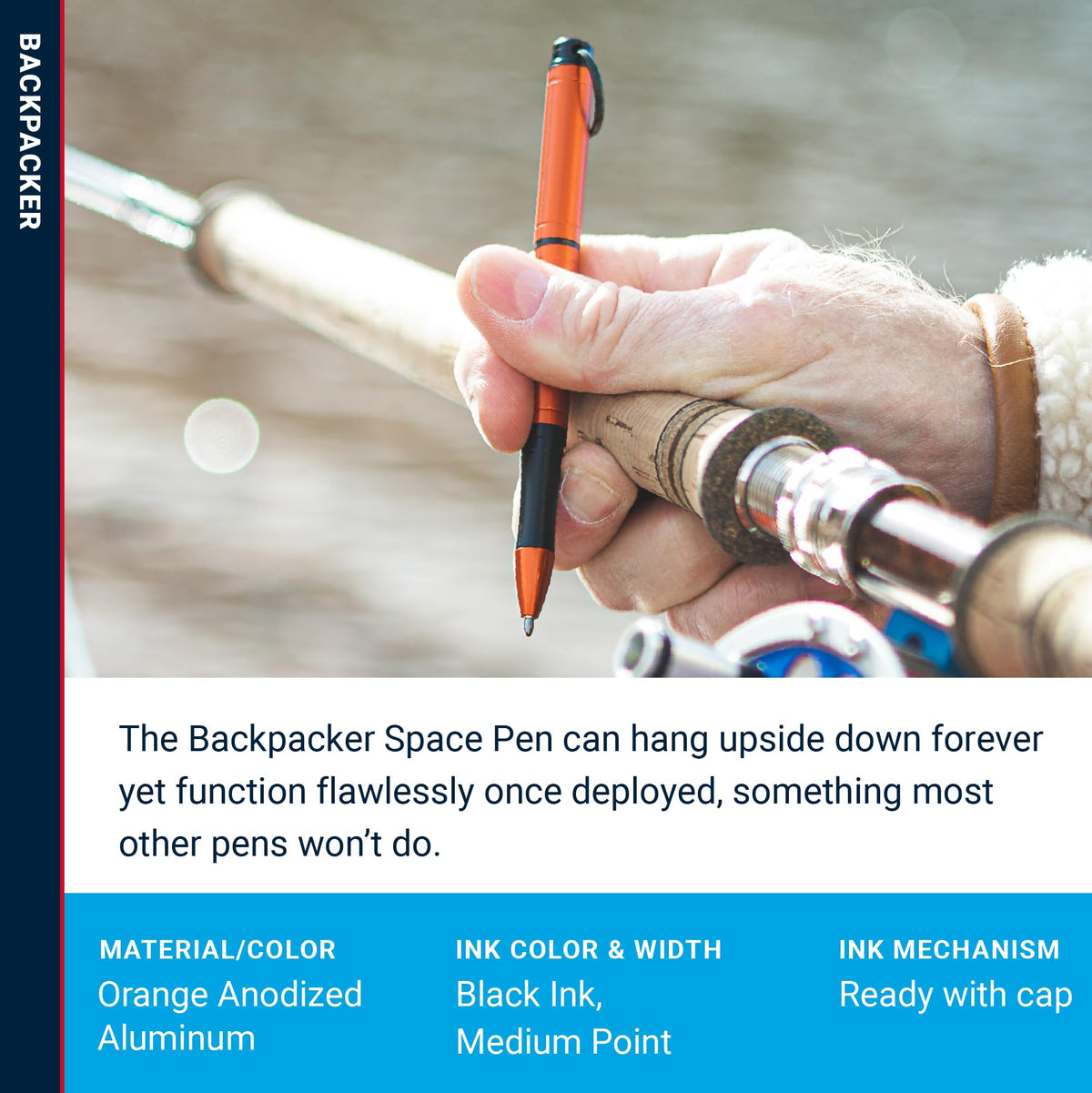 Fisher Space Pen Orange Backpacker Pressurized Ballpoint Pen, Gift Box