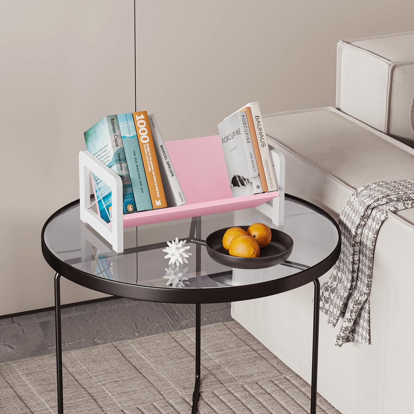 ELITEROO Tabletop Bookshelf, Simple Wood Book Organizer for Desk, Tilted Table Bookcase, Small