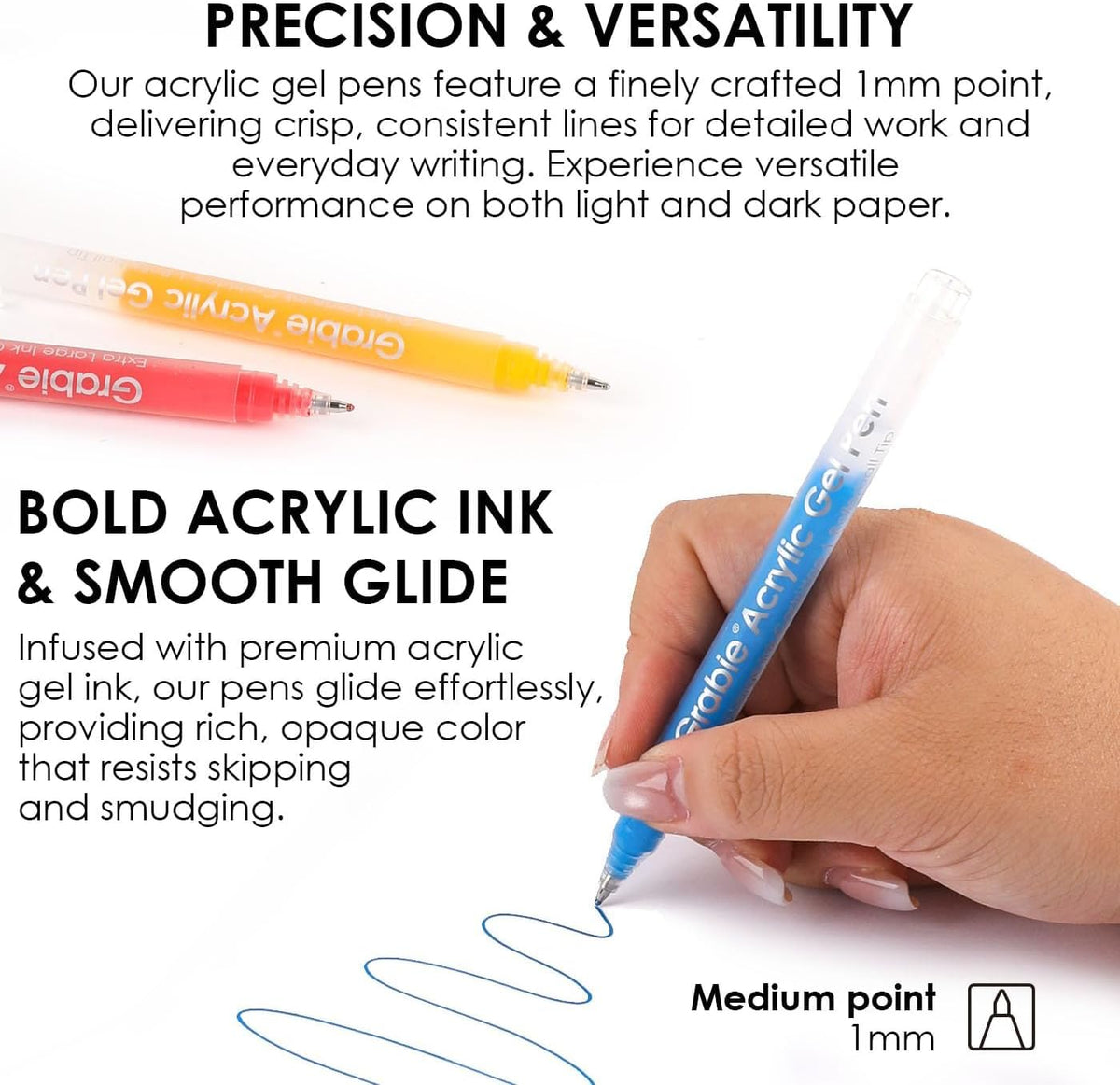 Grabie Acrylic Gel Pens Coloring Kit with Book, Pack of 12 Dessert Colors