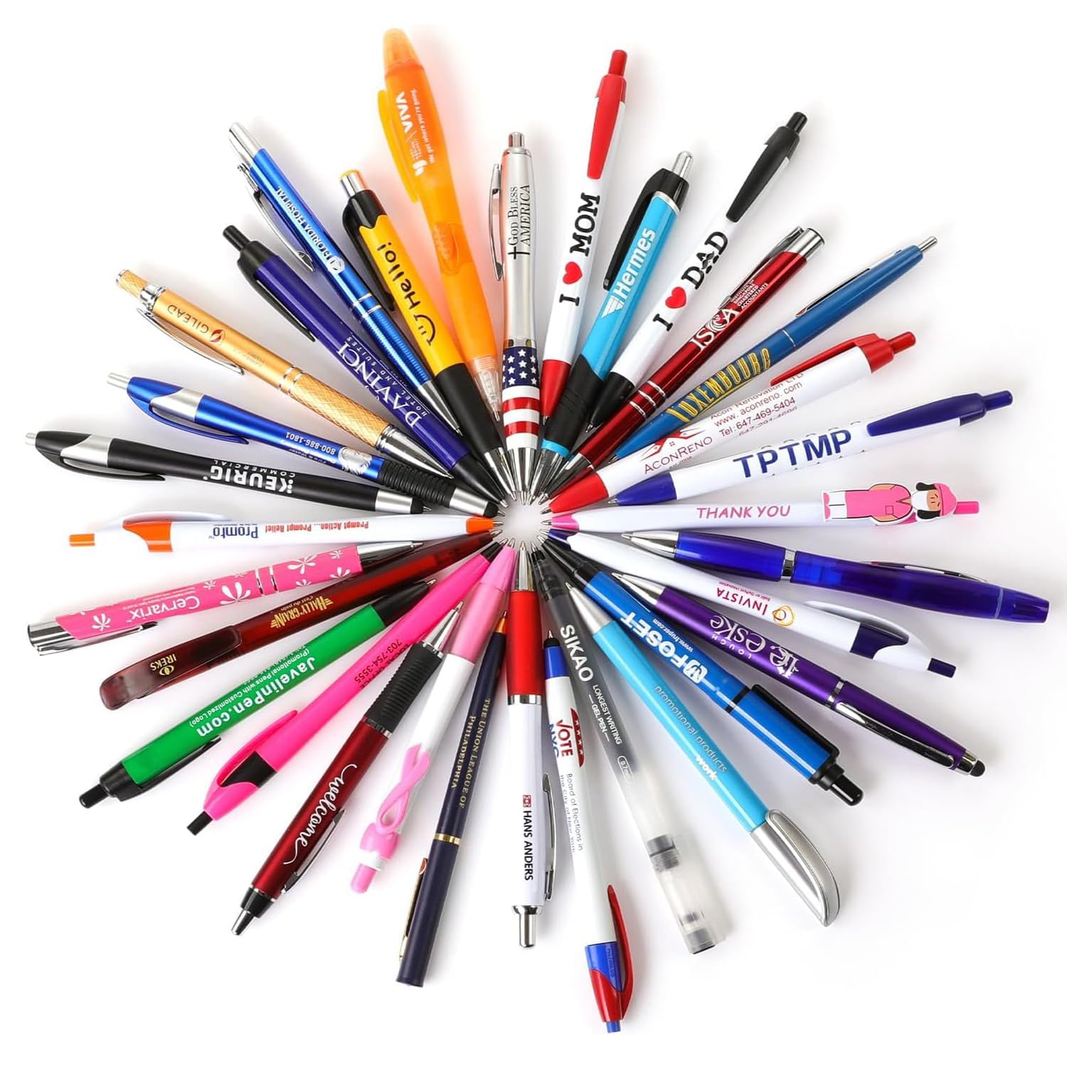 Sikao Ballpoint Pens Bulk, Wholesale Lot of 100 Misprint Pens, Blue & Black Ink Smooth Writing