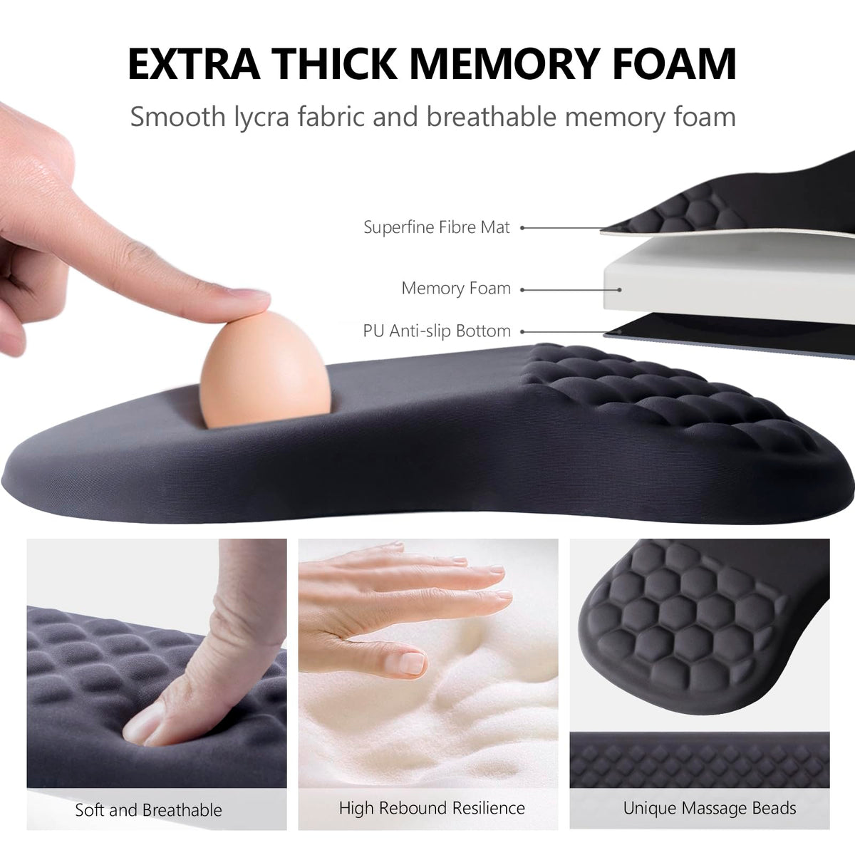 Laokiiy Ergonomic Mouse Pad Wrist Support, 2 in 1 Keyboard Wrist Rest Set