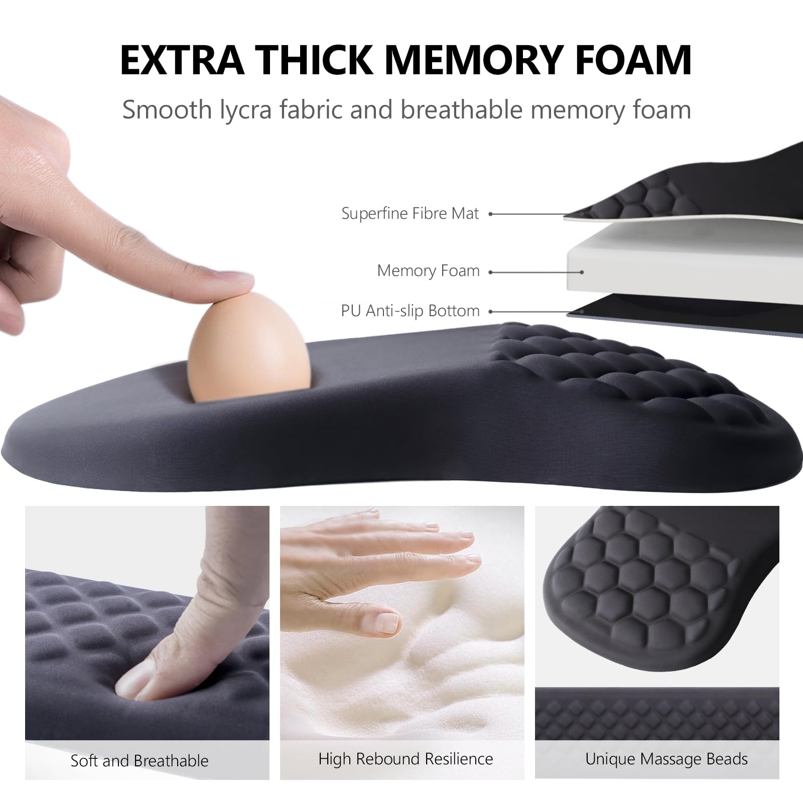 Laokiiy Ergonomic Mouse Pad Wrist Support, 2 in 1 Keyboard Wrist Rest Set