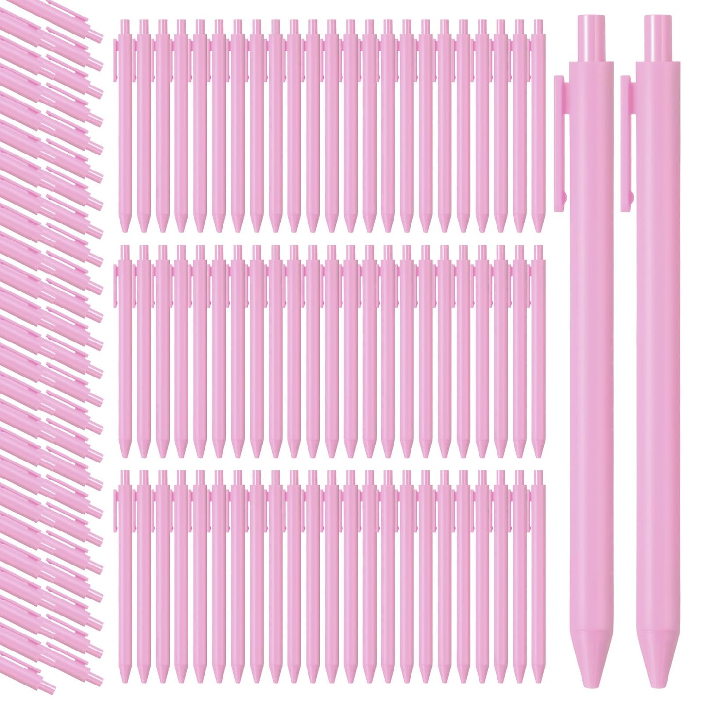 Teling 100 Pcs Ballpoint Pens Retractable Comfortable Cute Stylish Writing Pens in Medium Point 1.0