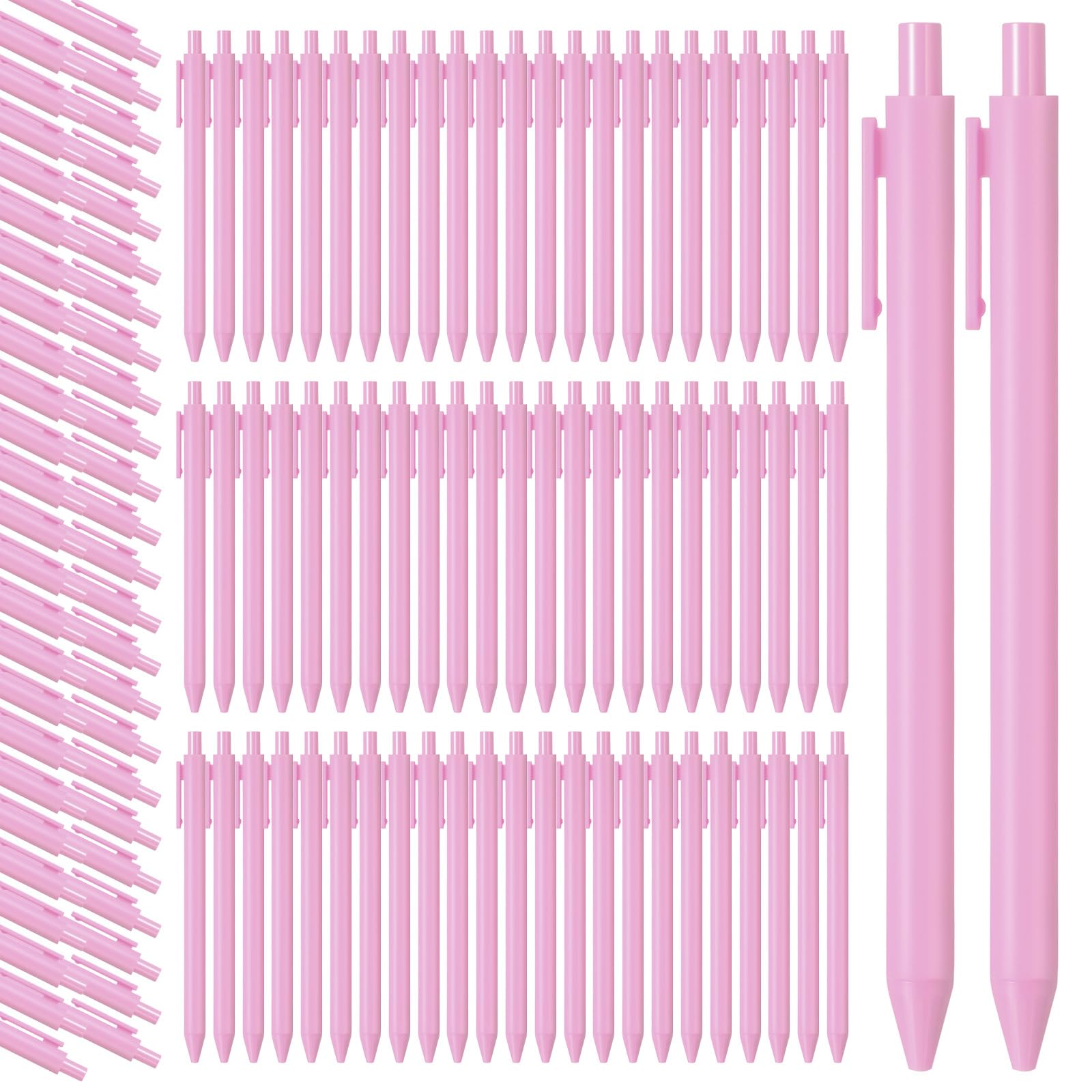Teling 100 Pcs Ballpoint Pens Retractable Comfortable Cute Stylish Writing Pens in Medium Point 1.0