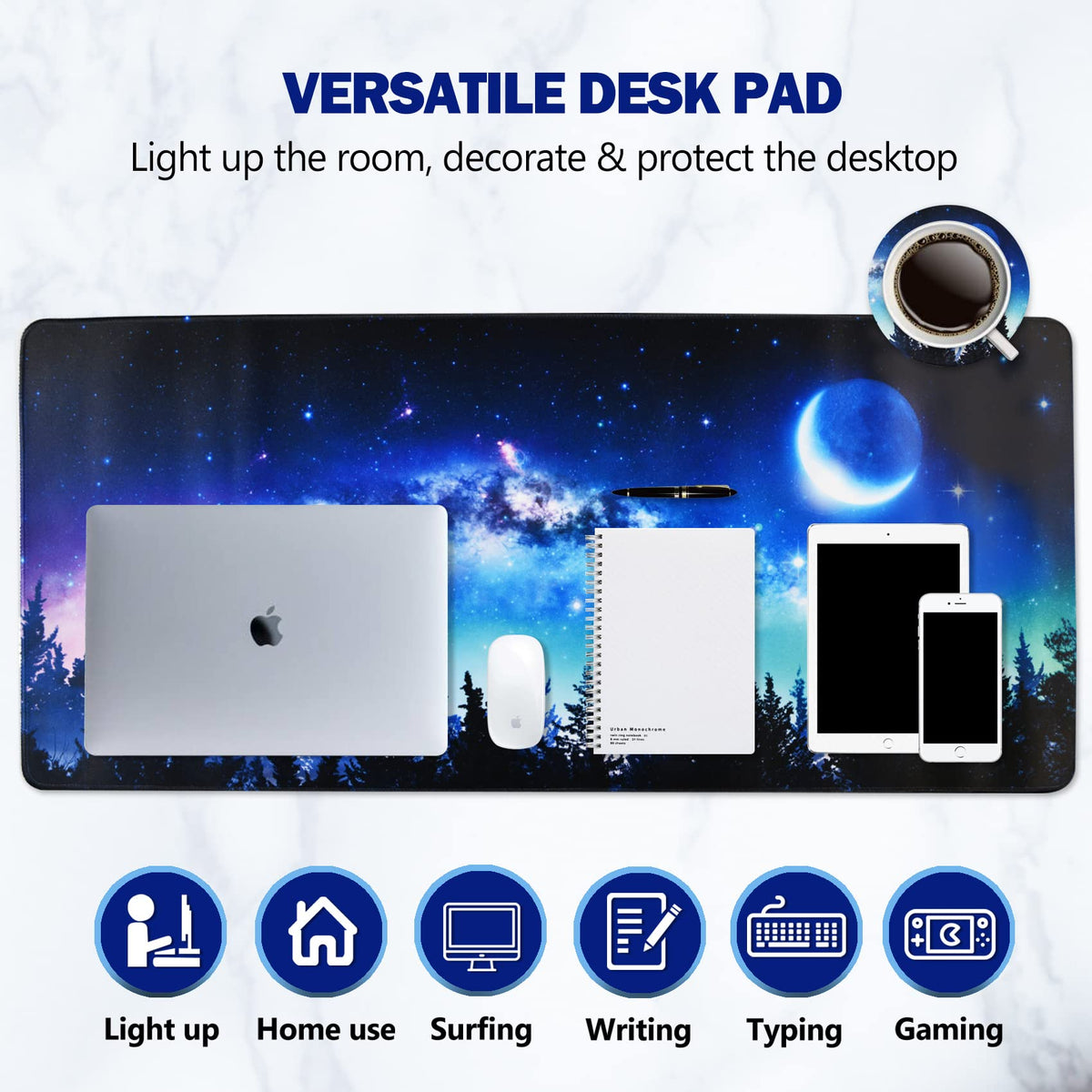 AIMSA Extended Gaming Mouse Pad, XL Large Keyboard Mouse Mat Desk Pad with Stitched Edges, Durable