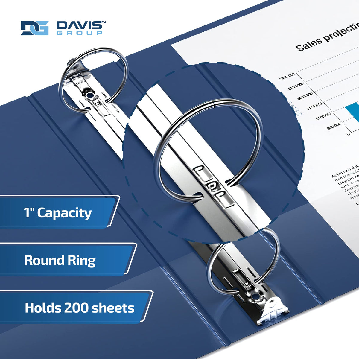 Easyview 3-Ring Binder, Clear-View Cover, 1" Round Rings, Royal Blue, 6 Pk