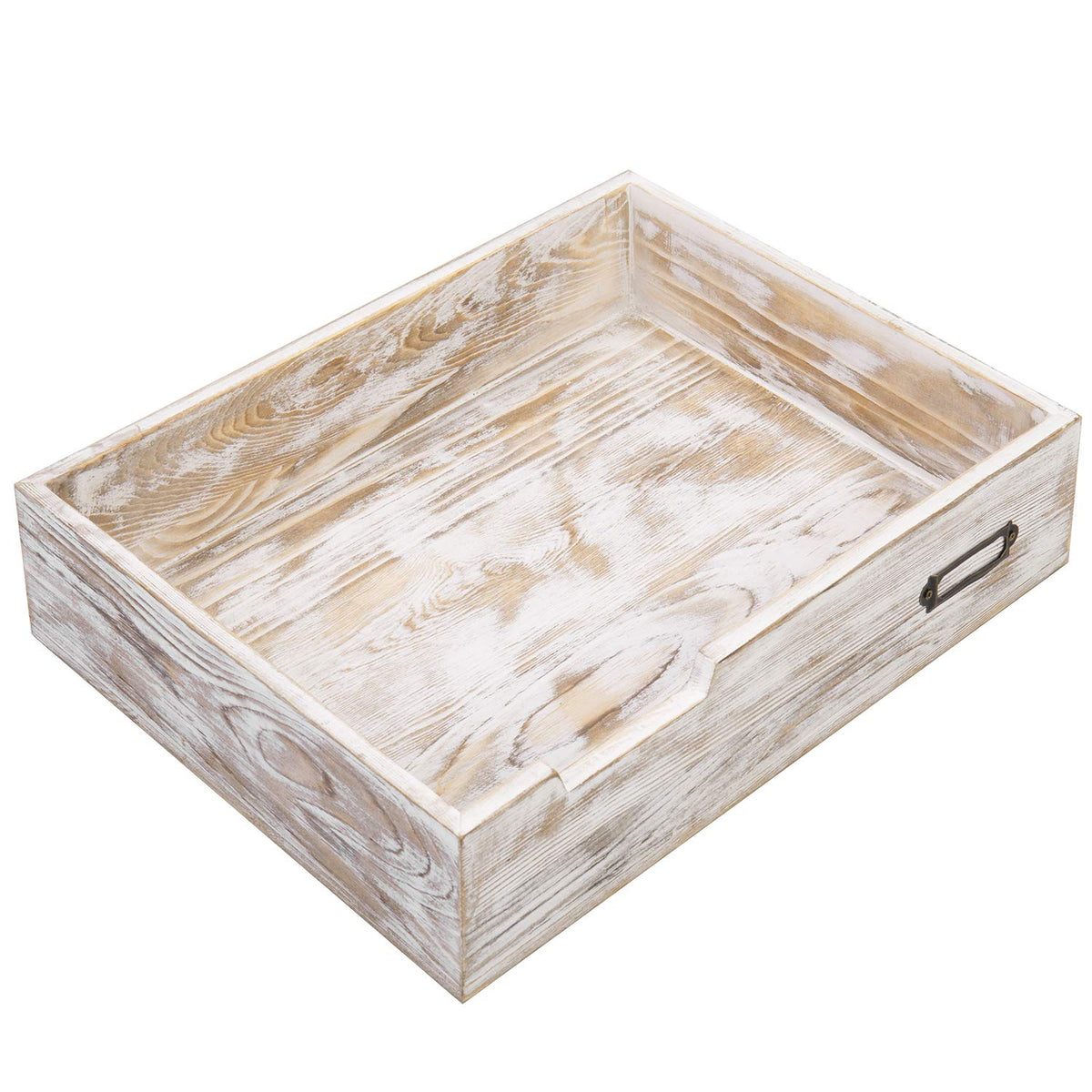 MyGift Whitewashed Wood Letter Tray, Desktop Paper File Organizer Box