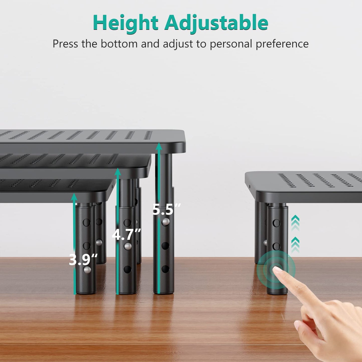 WALI Dual Monitor Stand for Desk, Adjustable Laptop Riser, up to 44 lbs