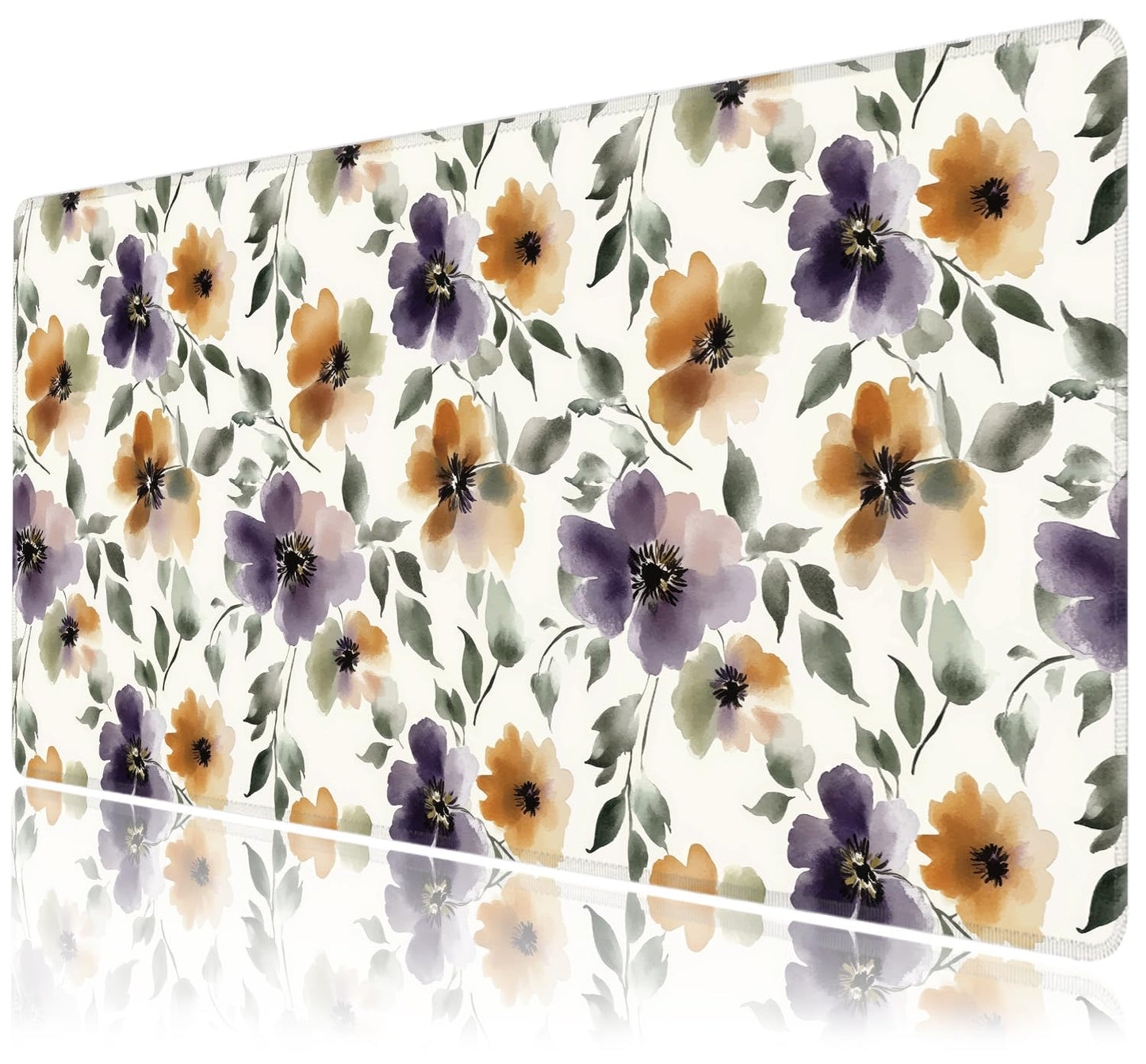 Watercolor Floral Large Mouse Pad,Gaming Keyboard Desk Pad,Extended Mouse Mat Non-Slip Rubber Base