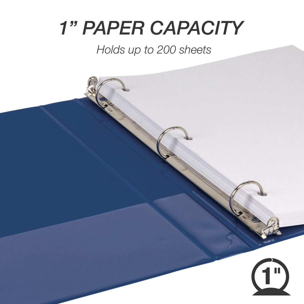Samsill Durable 1 Inch Binder, Round Ring Customizable Clear View Binder, Blue, 8 Pack (MP88432)
