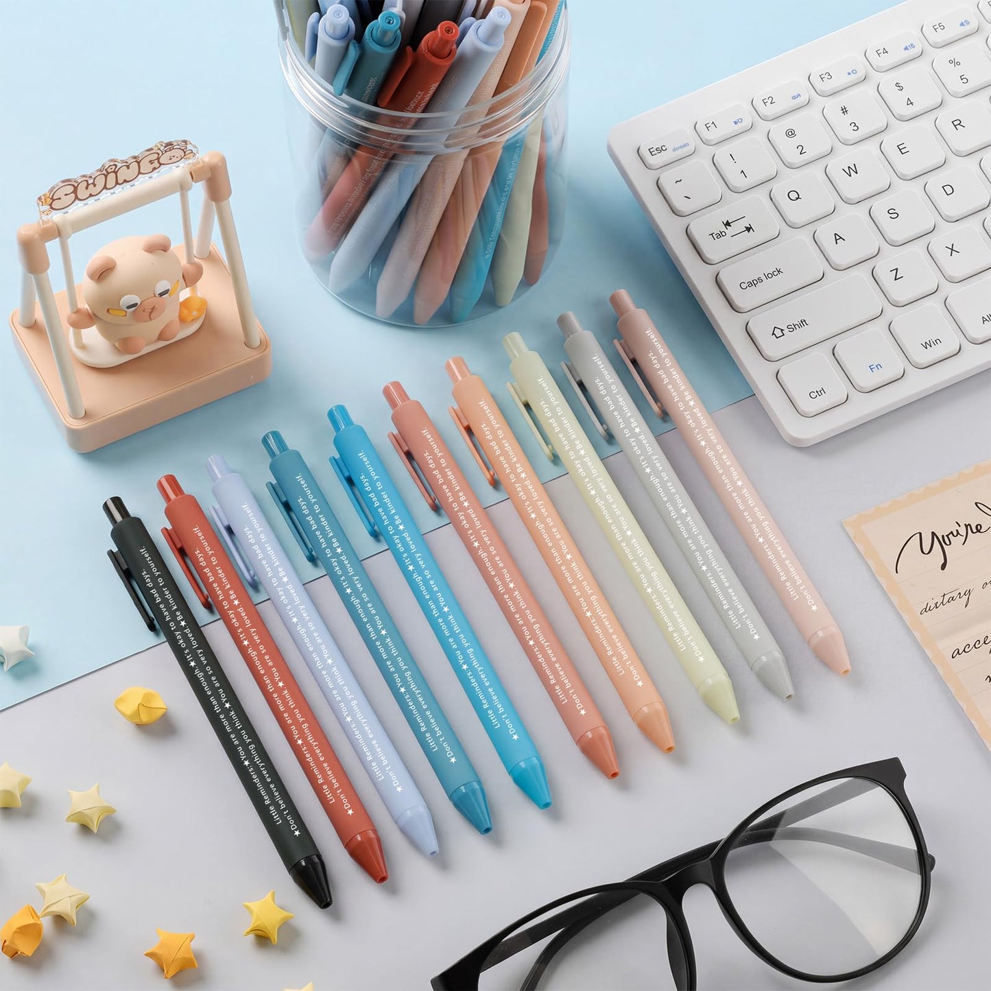 Crtiin 50 Pcs Gel Ink Pens Motivational Pen for Coworkers Students Inspirational Pens Bulk Smooth