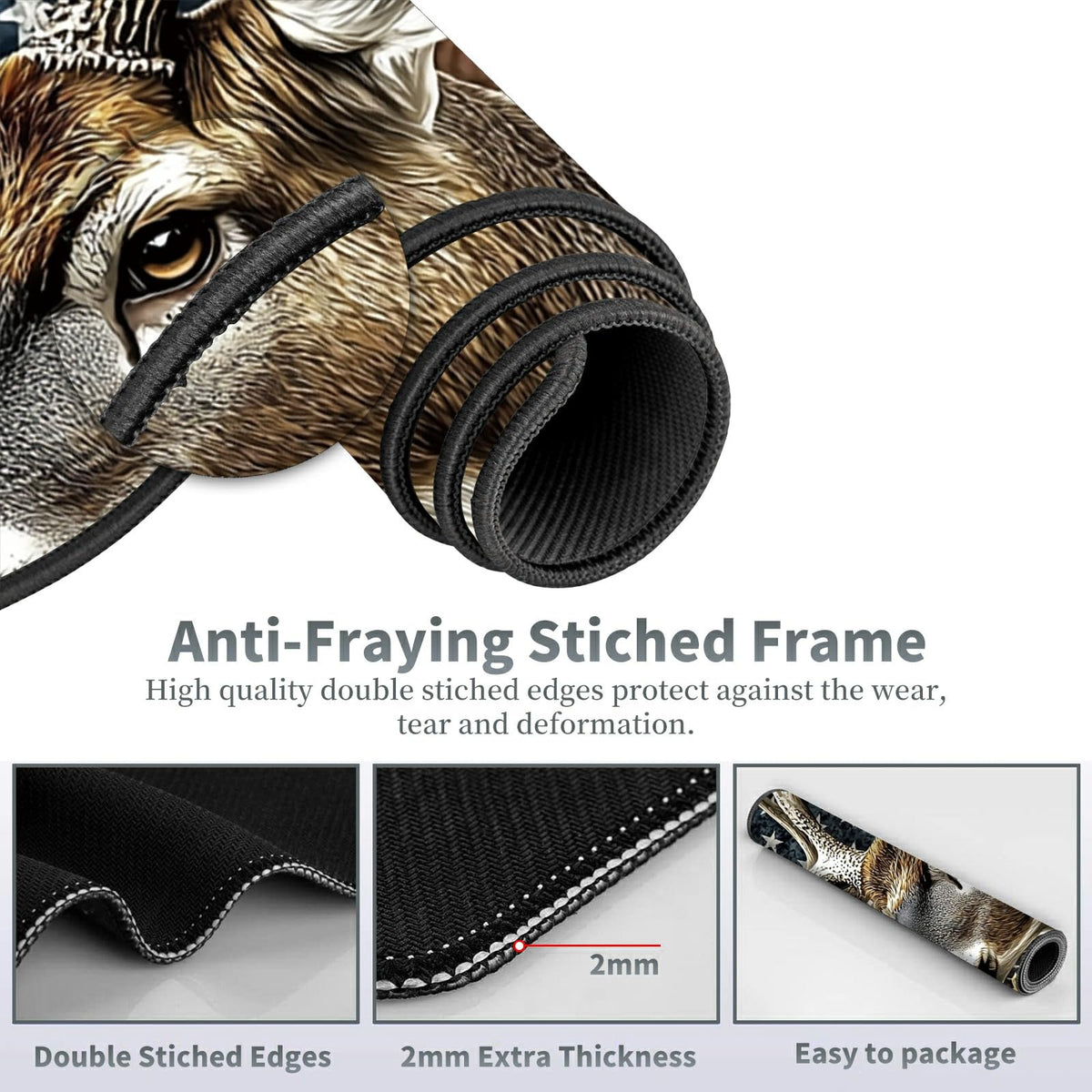 Large Gaming Mouse Pad Plus a Coasters + Cable Clips, Camo Deer Extended Mousepad (31.5 x 11.8)