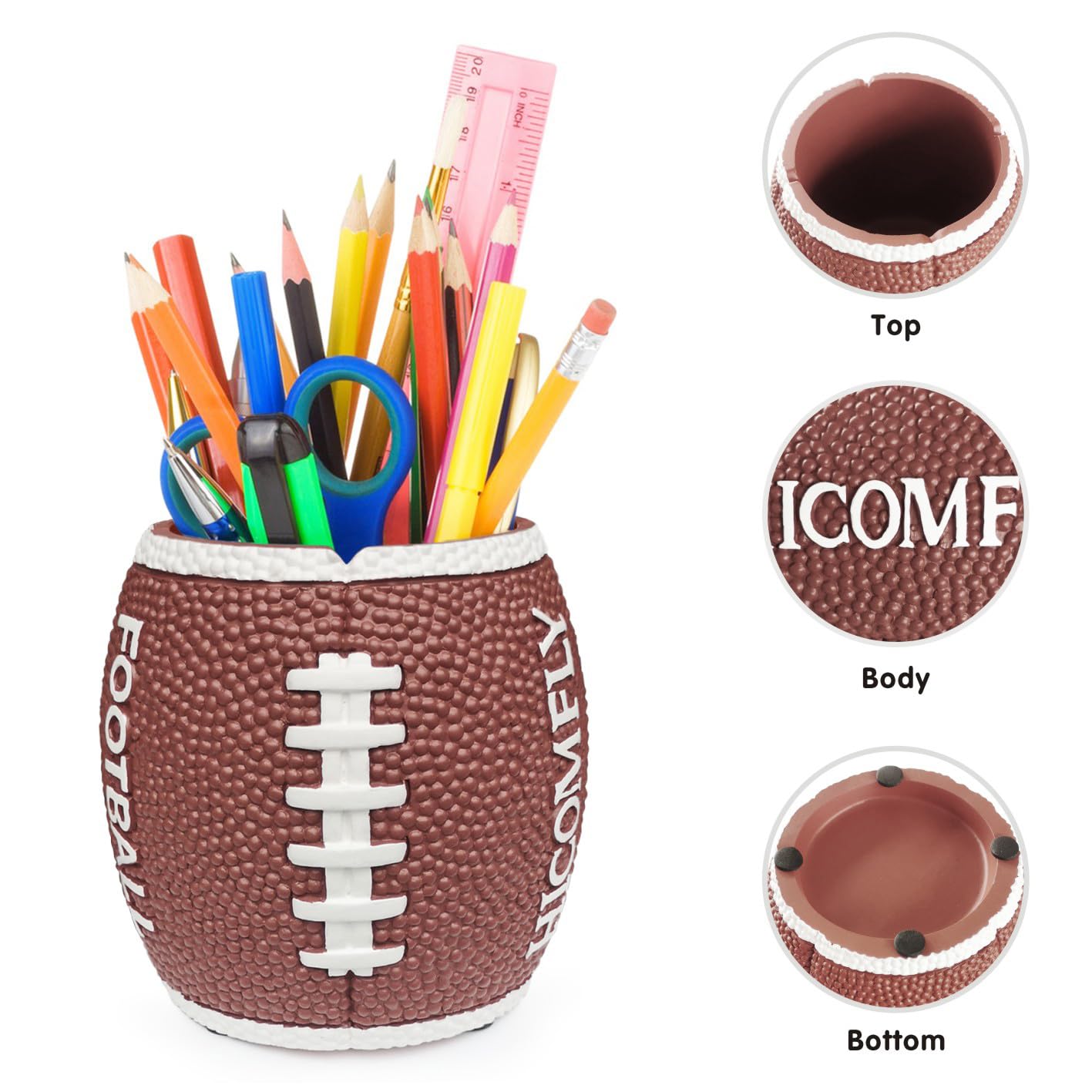 Football Pen Holder for Desk Funny Offices Decor Gifts for Boys Teacher