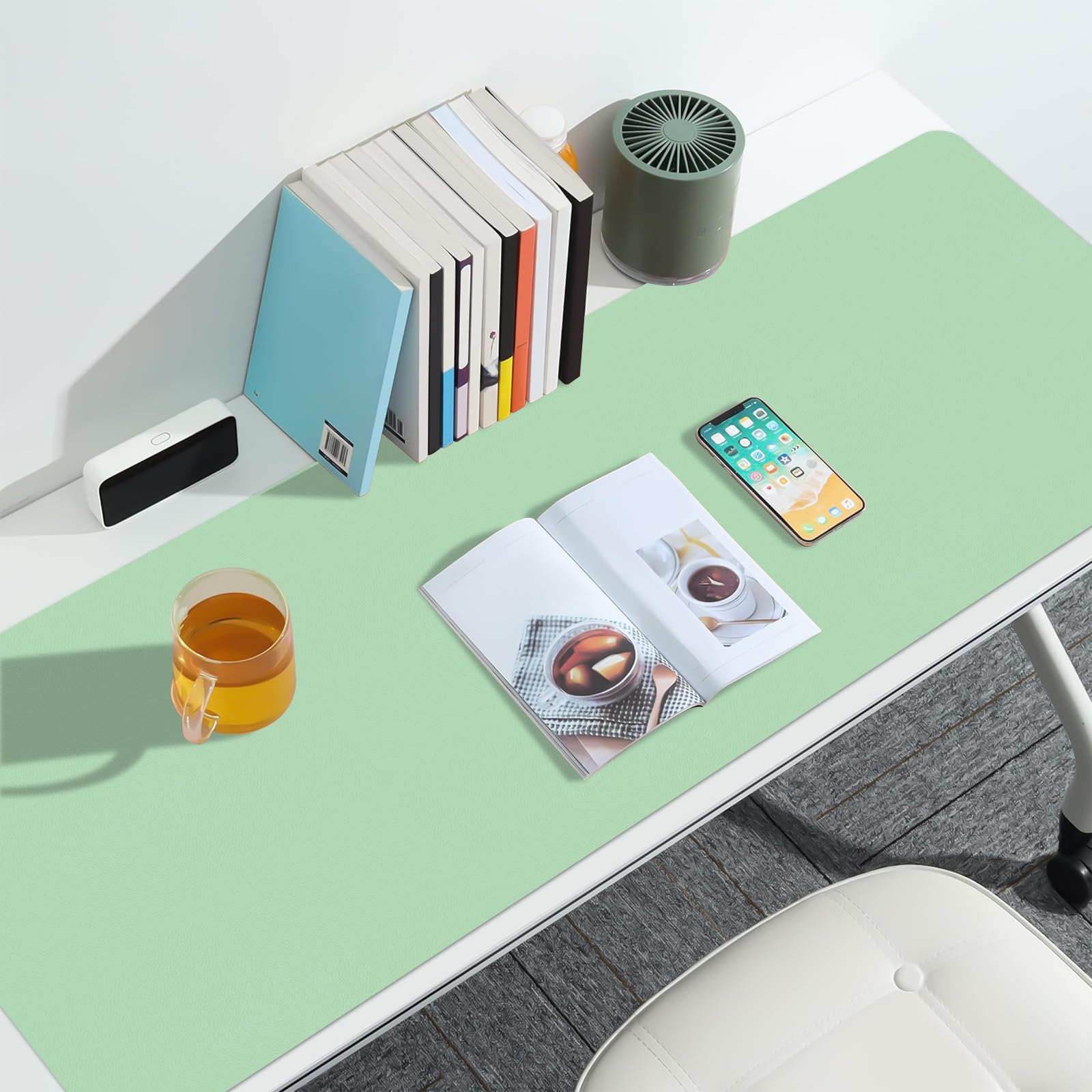 Meetcolor Leather Desk Pad Mat, Green Desk Mat, 47.2" x 16.9"