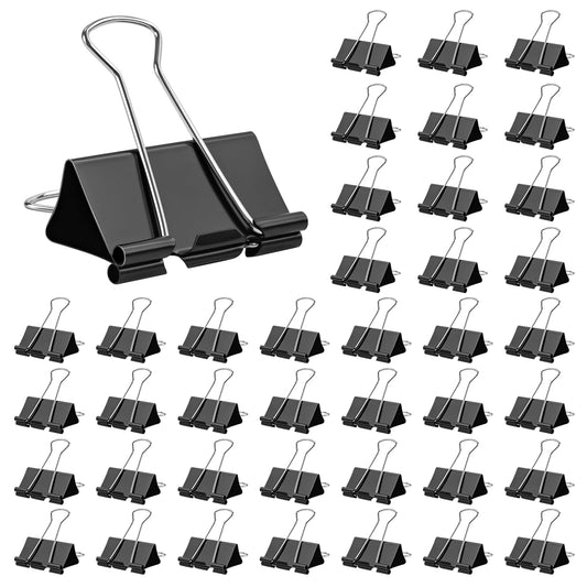 OWLKELA 40 Pcs Binder Clips, 1.6 Inch, Black