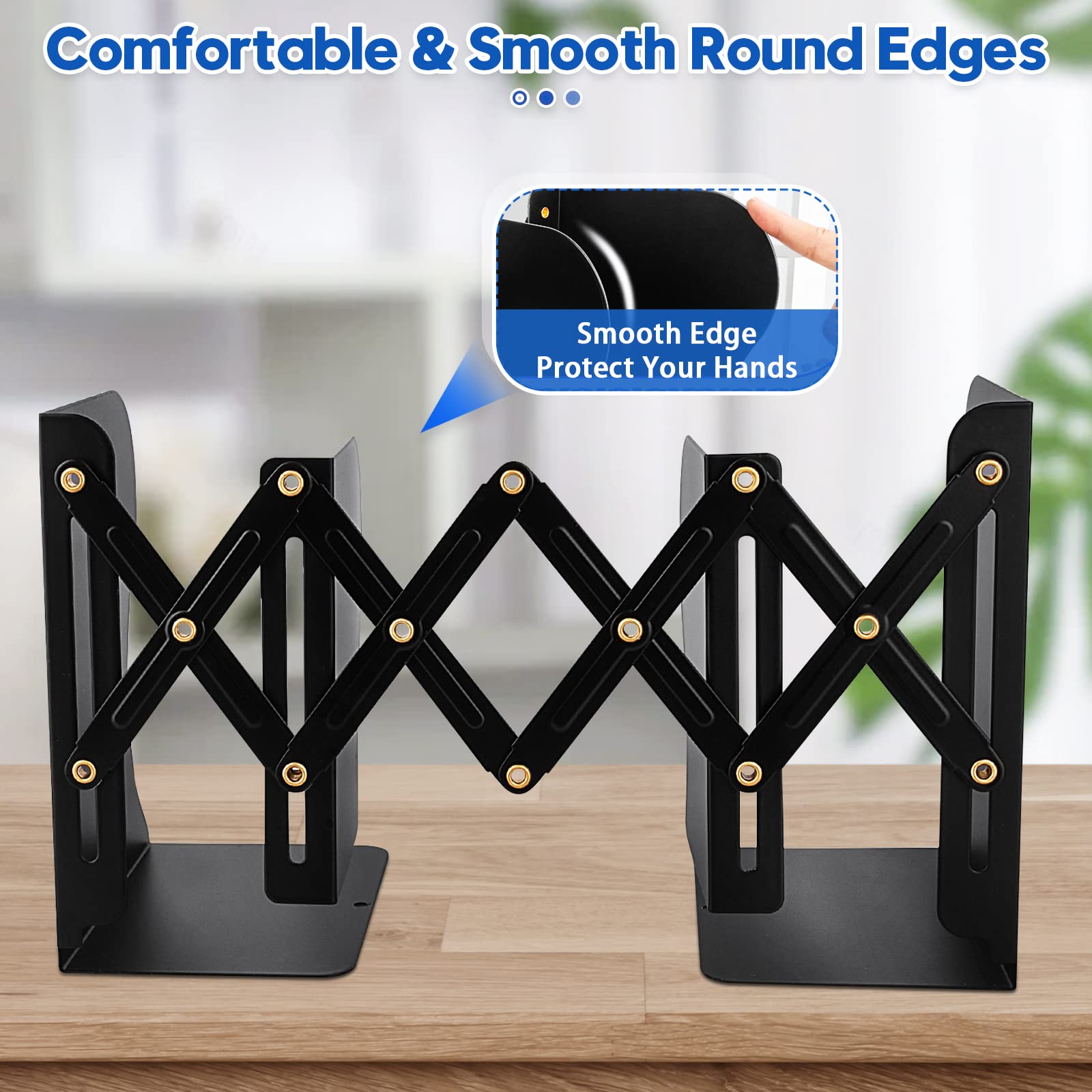 Heavy Duty Book End to Hold Books, Adjustable Bookends Book Holder for Shelves, Decorative Book